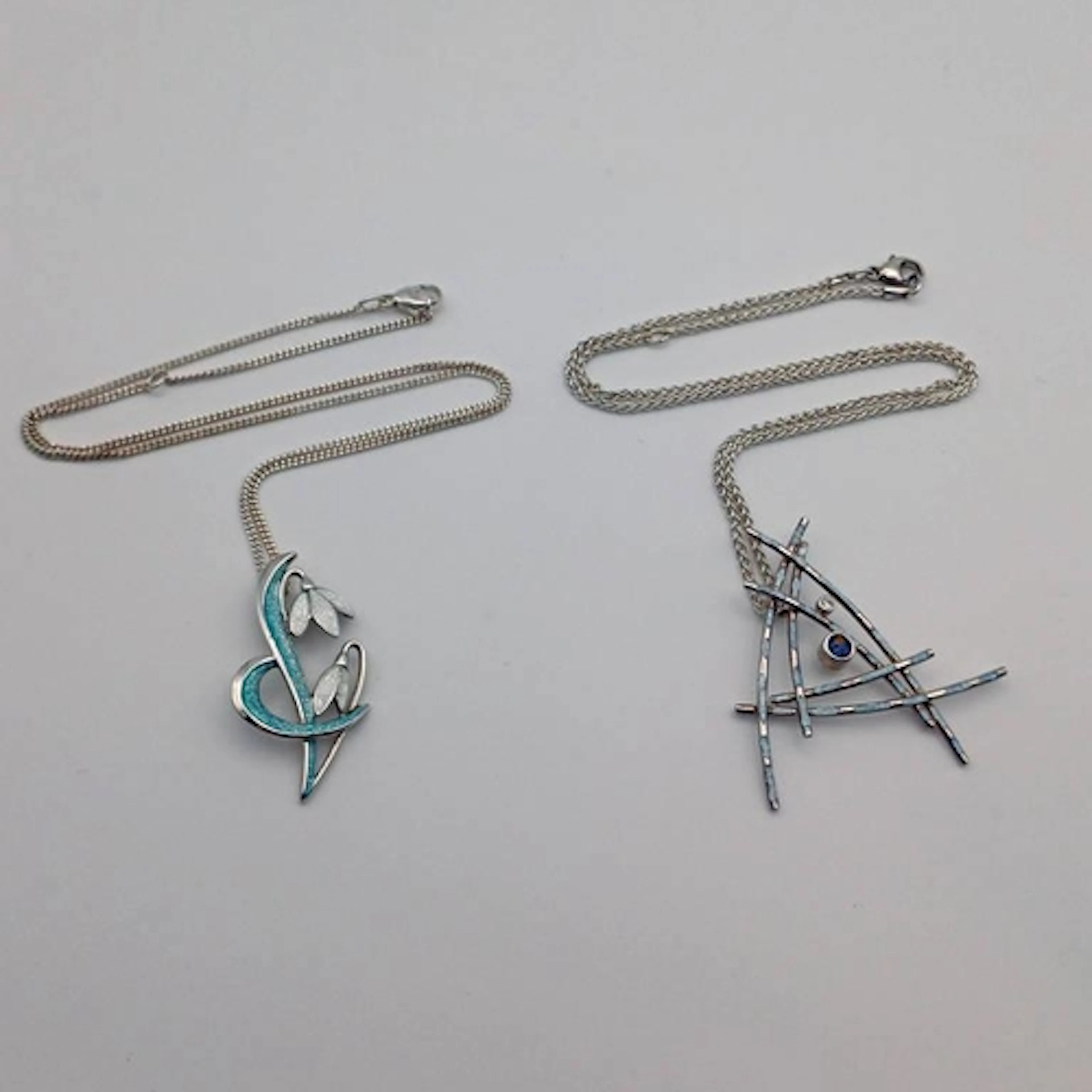 SHEILA FLEET SILVER & ENAMEL PENDANT ON CHAIN & SHEILA FLEET...