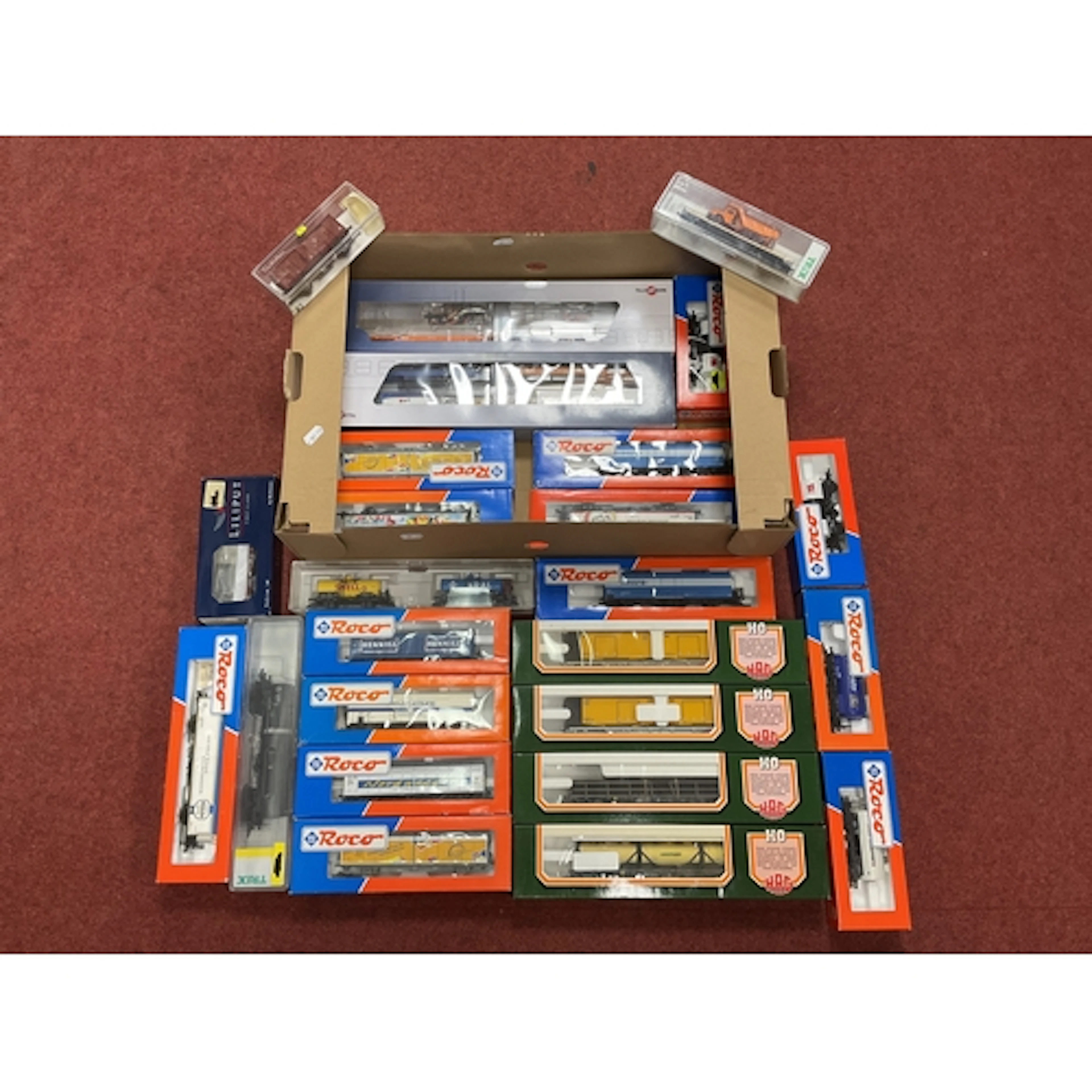 Approximately twenty-five boxed HO scale European freight wa...