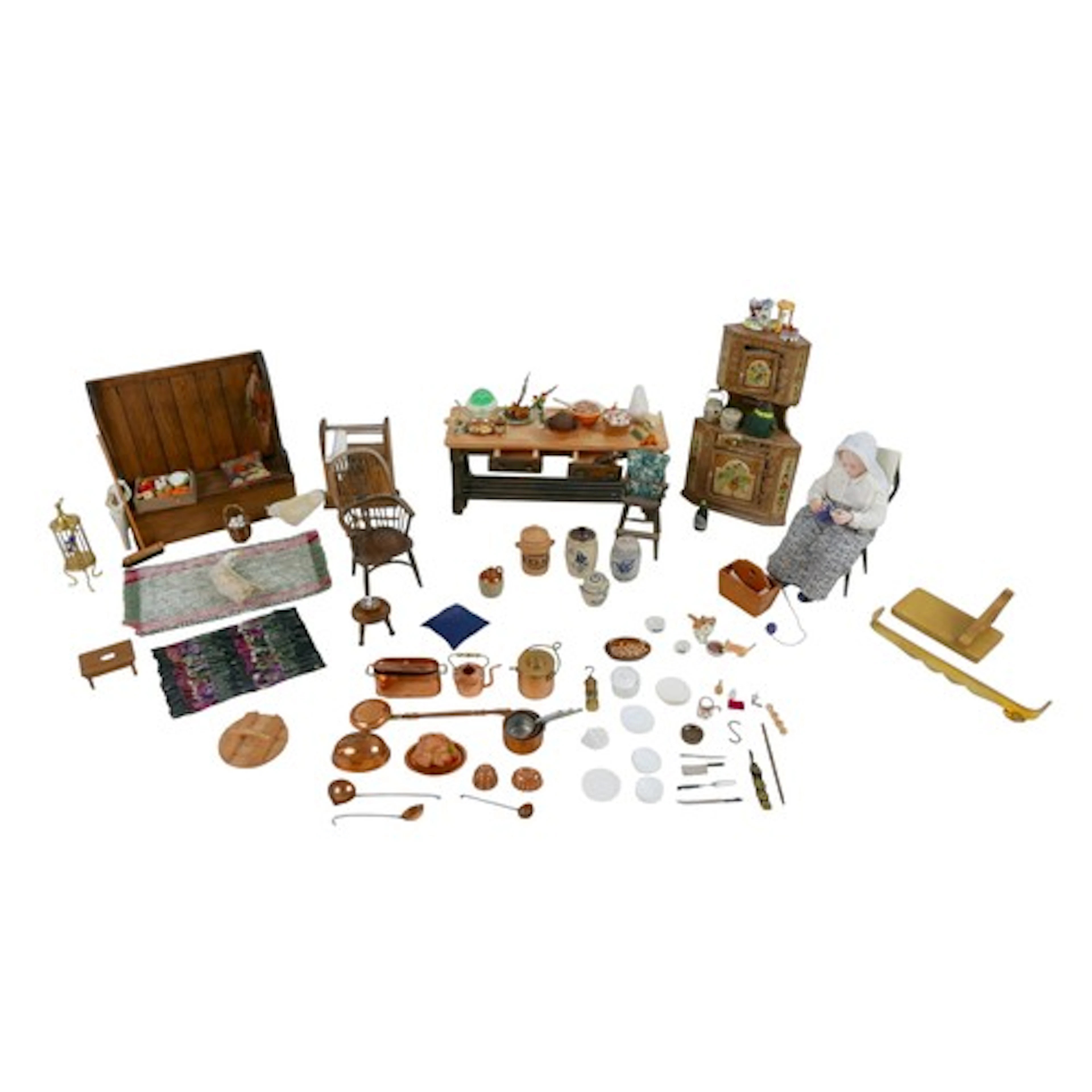 A quantity of miniature doll's house furniture and accessori...