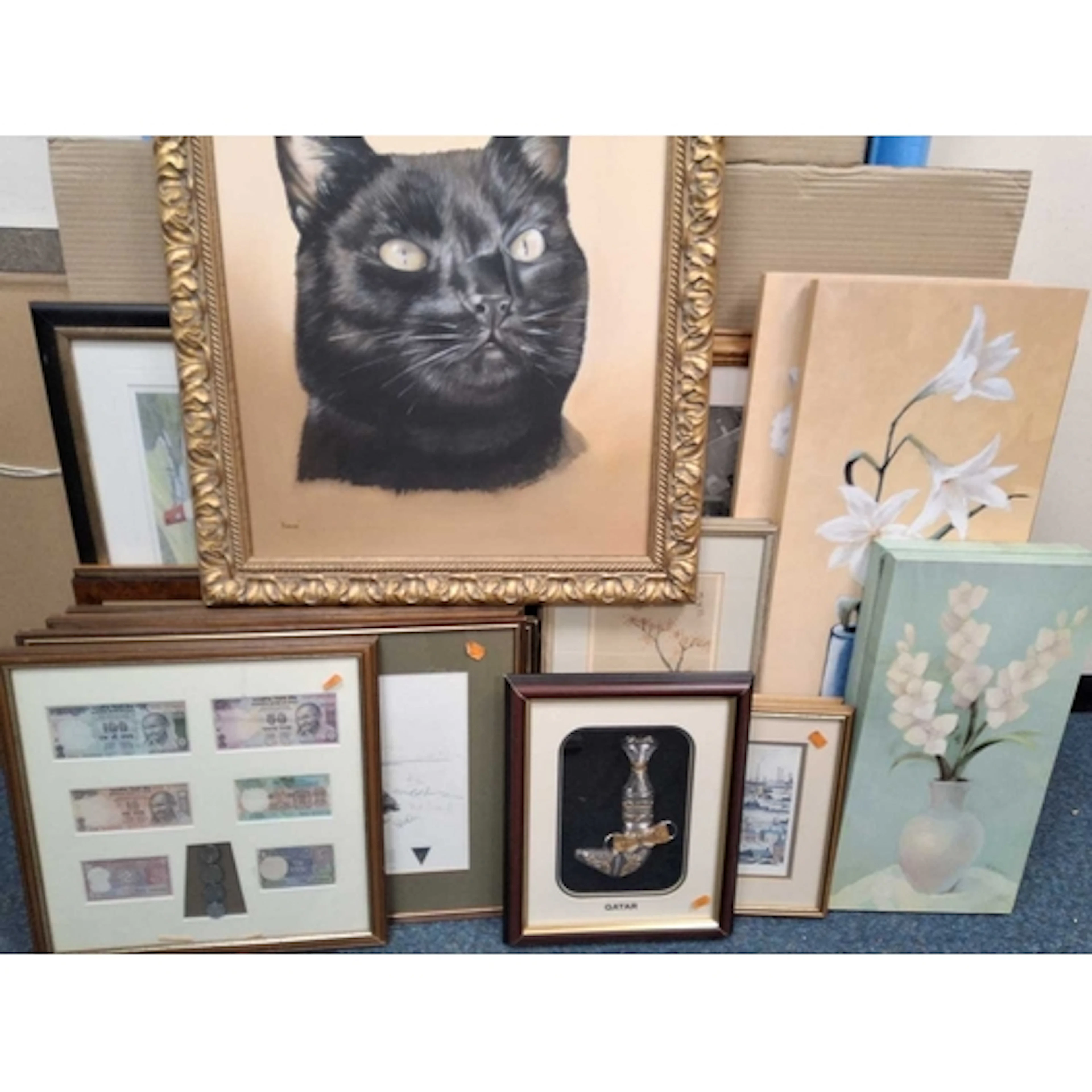 A SMALL QUANTITY OF PICTURES AND PRINTS ETC, to include a Me...