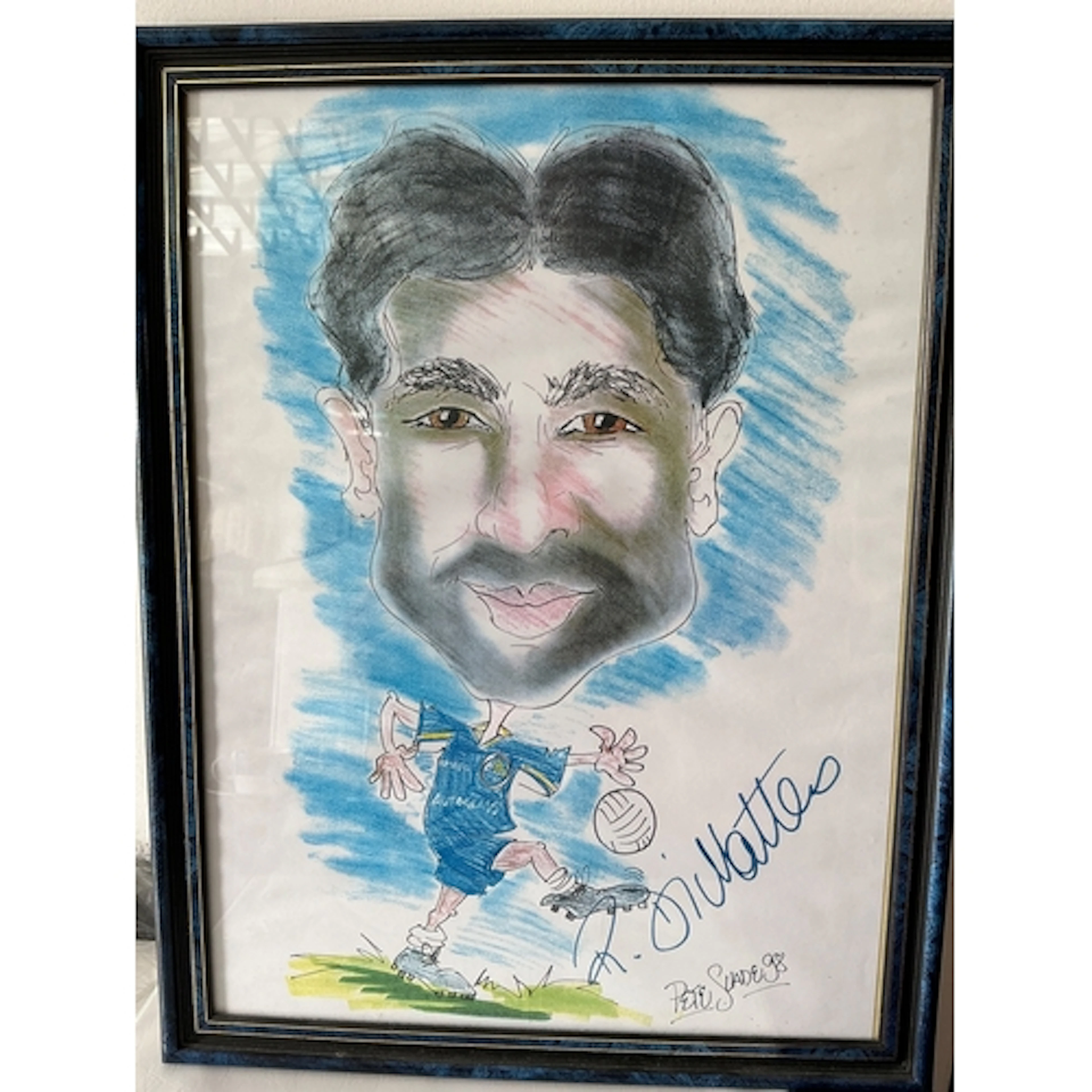 Chelsea Di Matteo Signed Framed Football Print: Hand drawn i...
