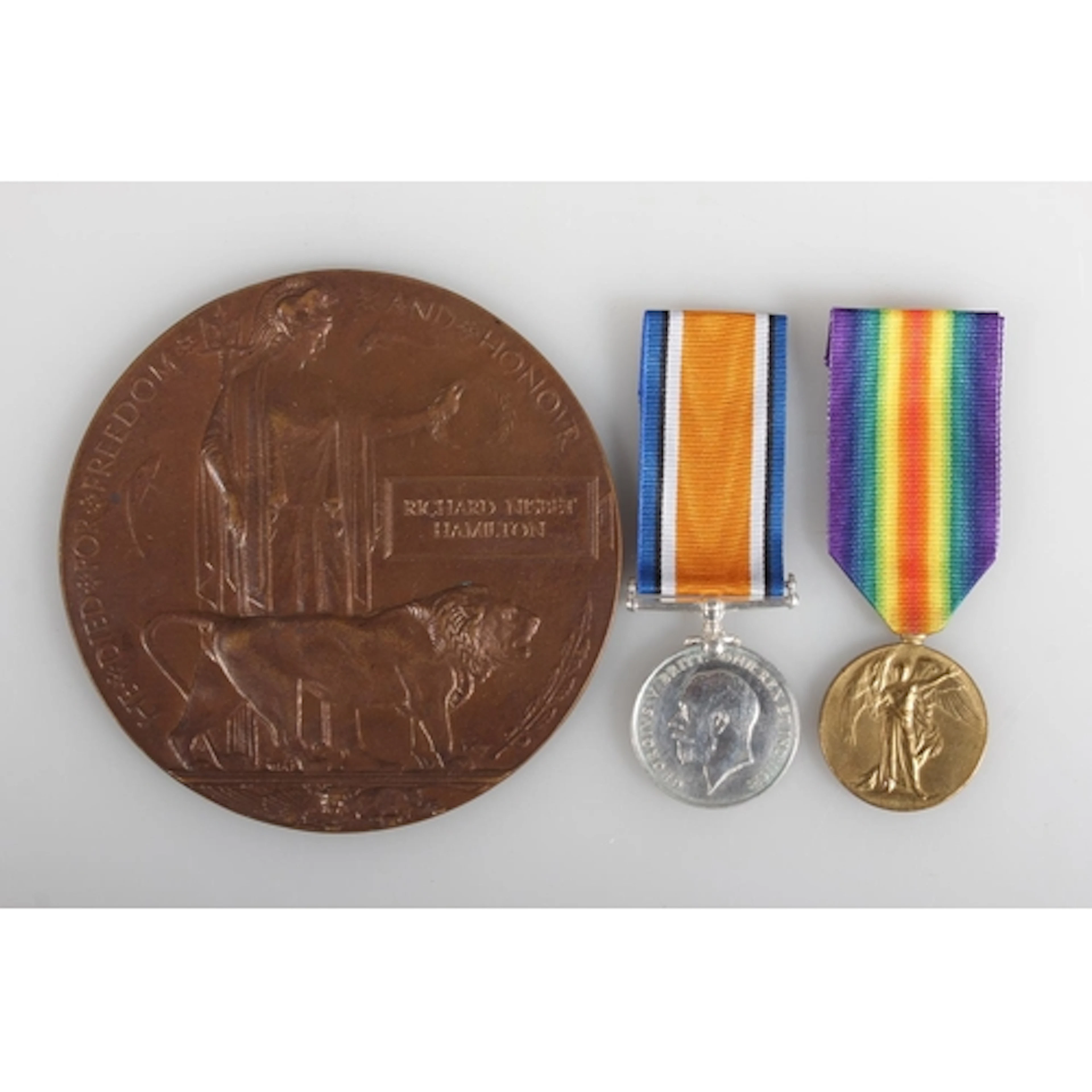 Medals of 3733 and 43277 Private Richard Nisbet Hamilton of ...