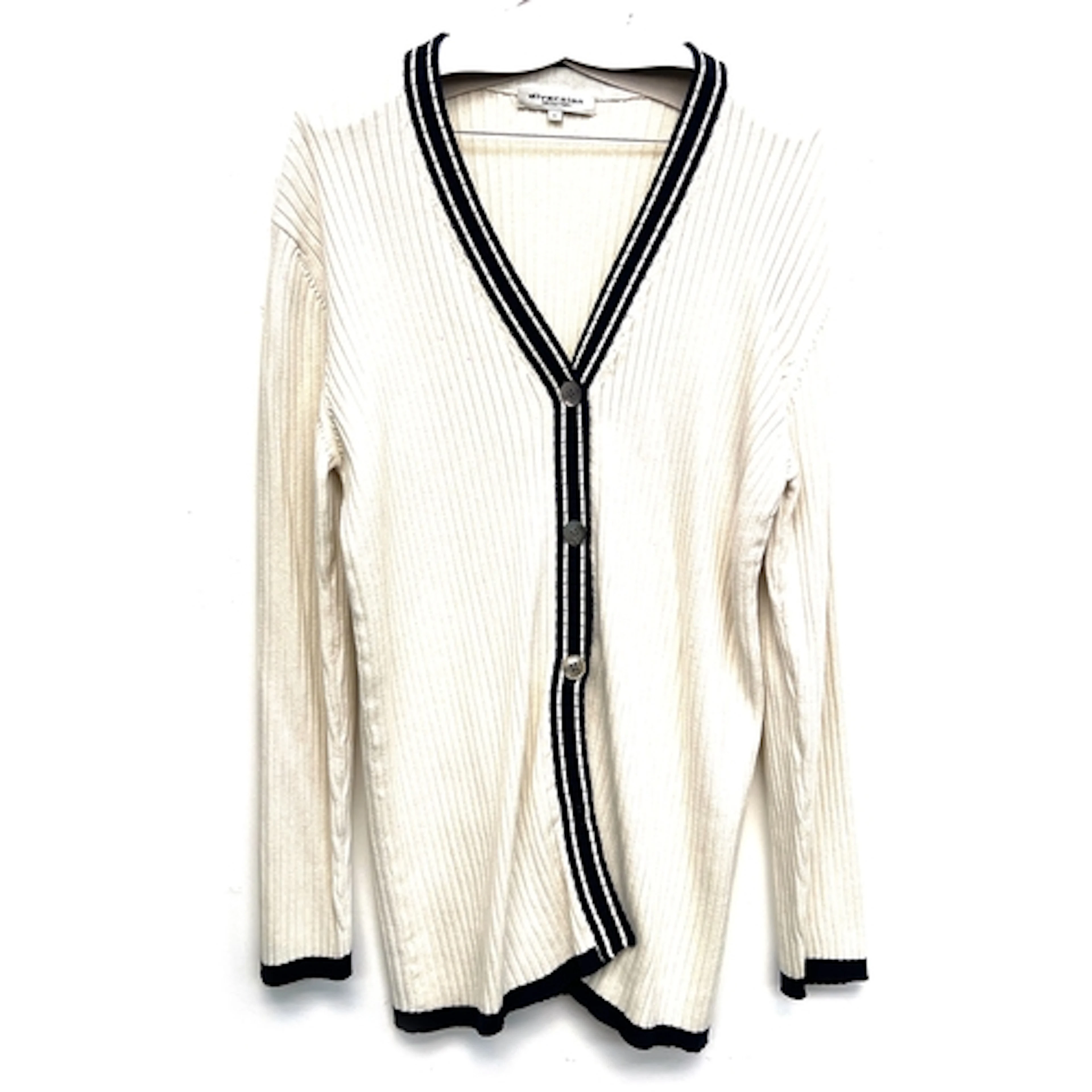 A Nicole Farhi Diversion long line cream cardigan with navy ...