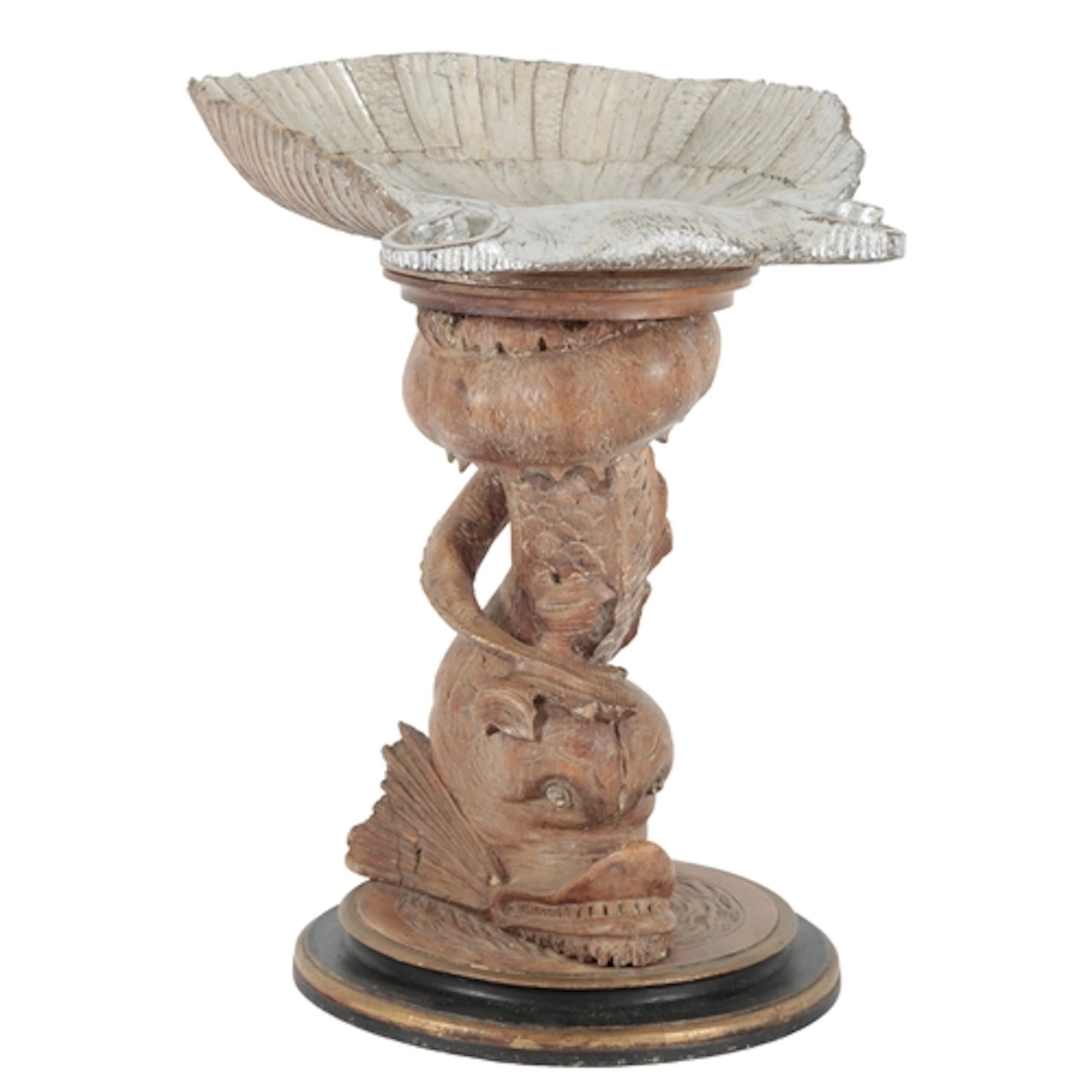 A Venetian silvered and natural wood Grotto stool, 19th cent...