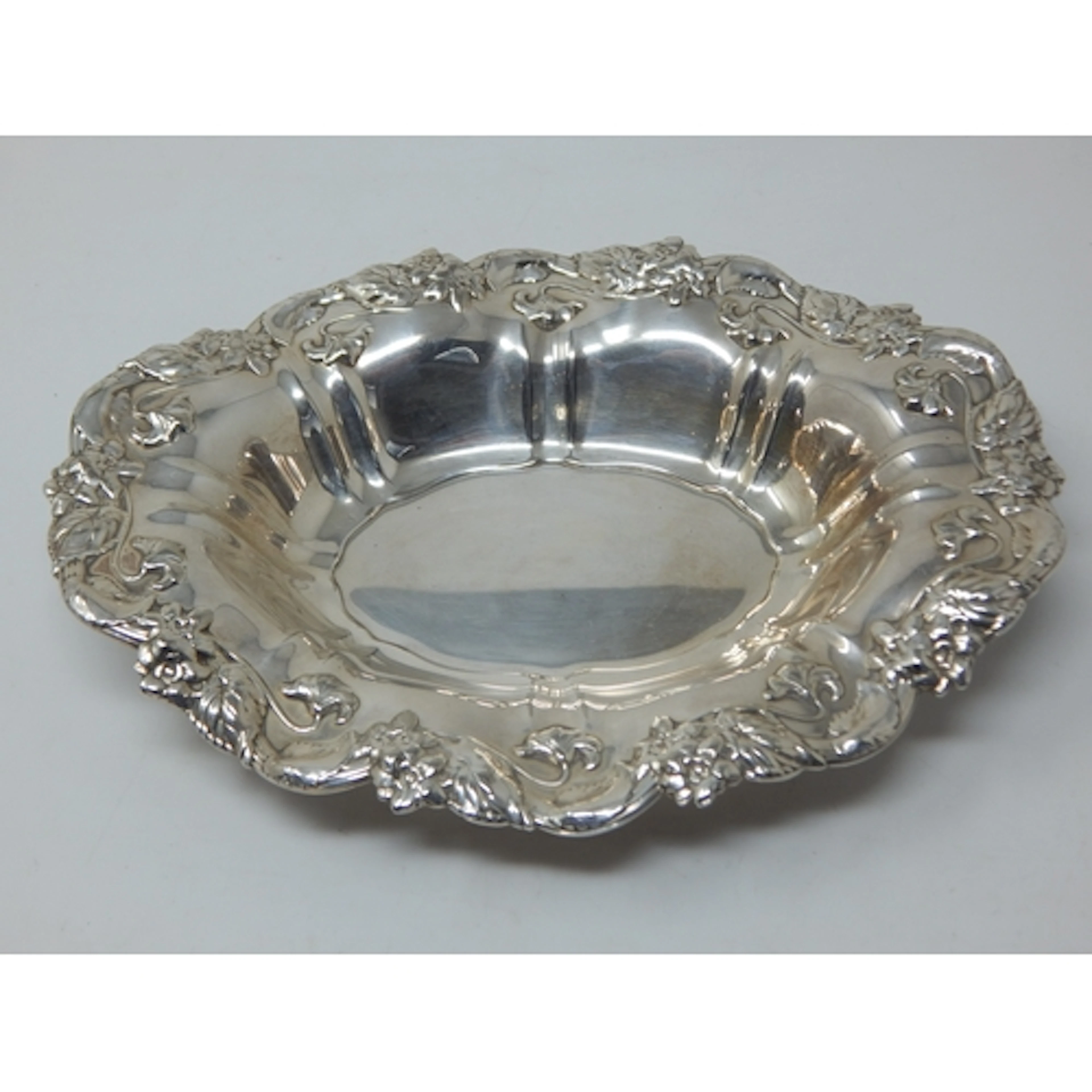 Art Nouveau Silver (tested) Bon Bon Dish with Embossed Decor...