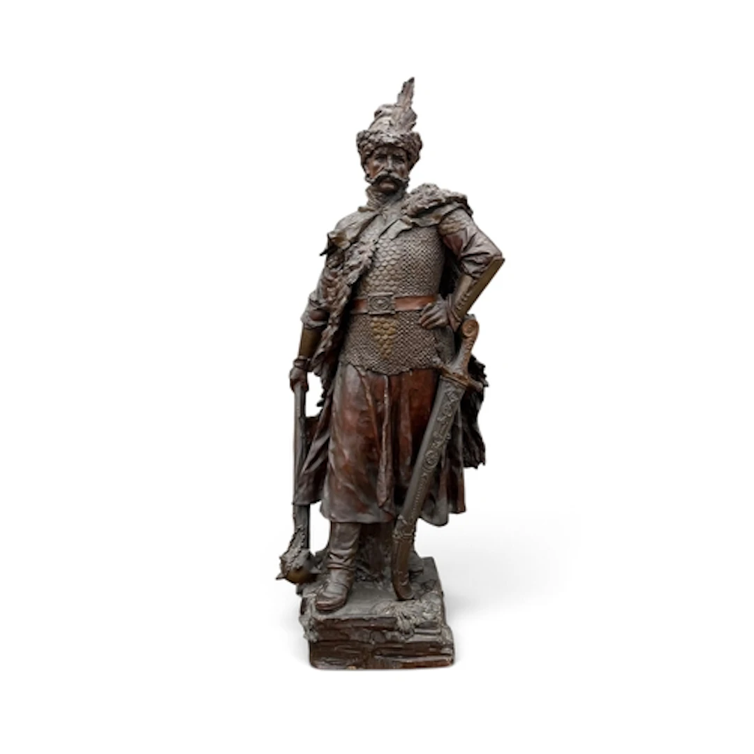 AN AUSTRIAN TERRACOTTA FIGURE OF A HUN WARRIOR, CIRCA 1900 M...