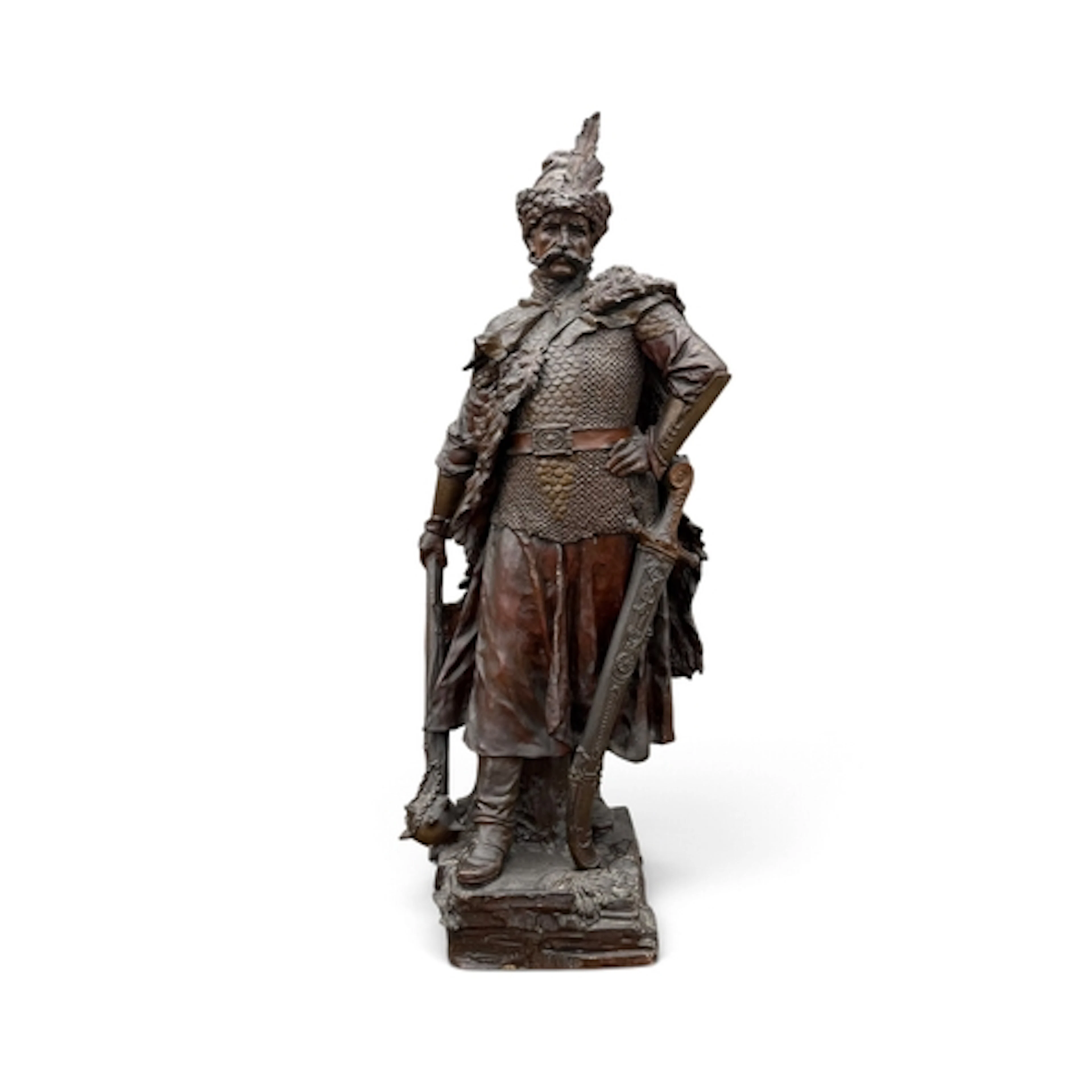 AN AUSTRIAN TERRACOTTA FIGURE OF A HUN WARRIOR, CIRCA 1900 M...