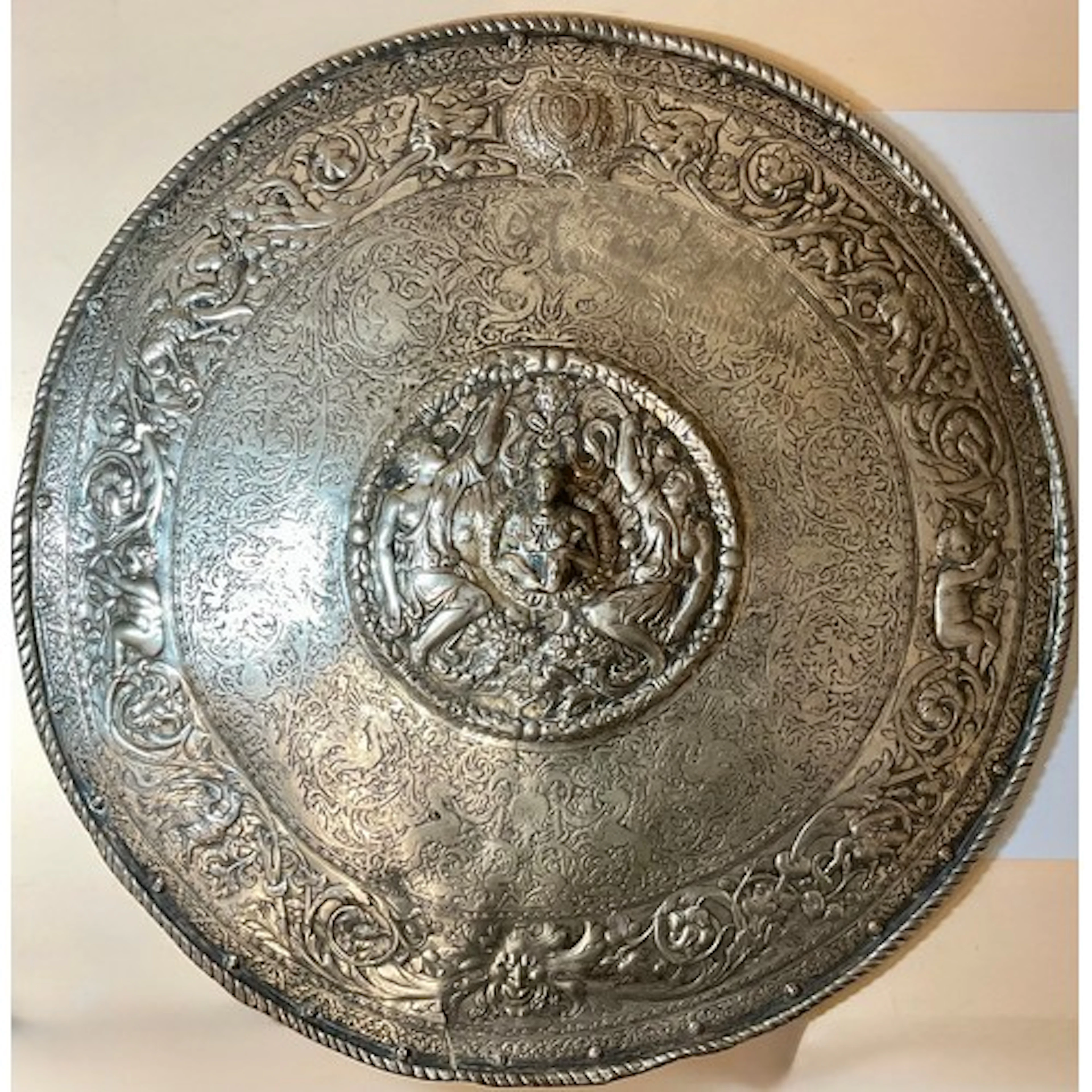 A Victorian electrotype charger, cast as a shield in the ant...