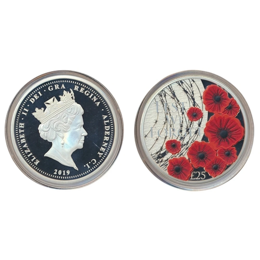 Alderney. £25 2019 silver boxed proof FDC 'Centenary of Reme...