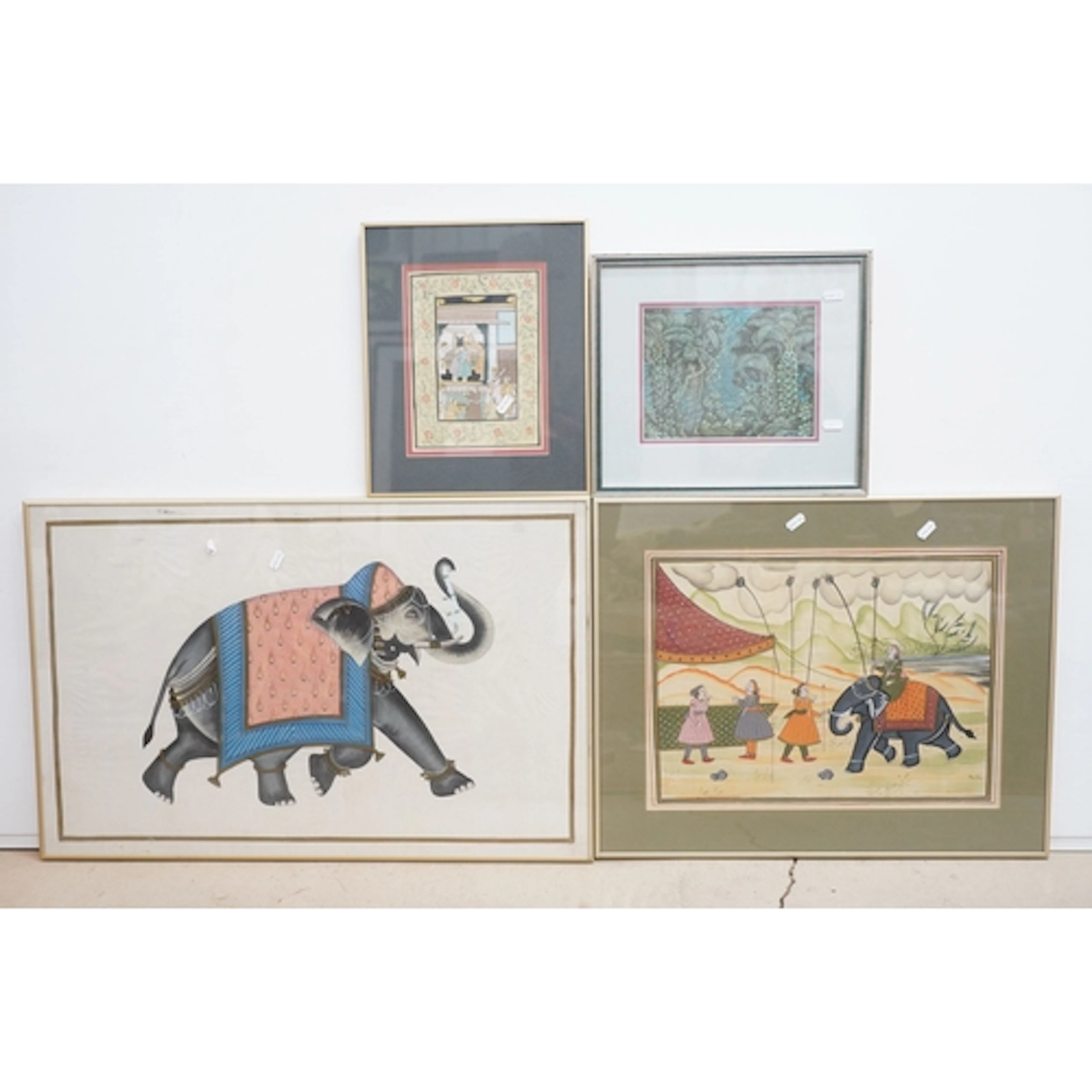Indian school, landscape scene in Mughal style with figures ...