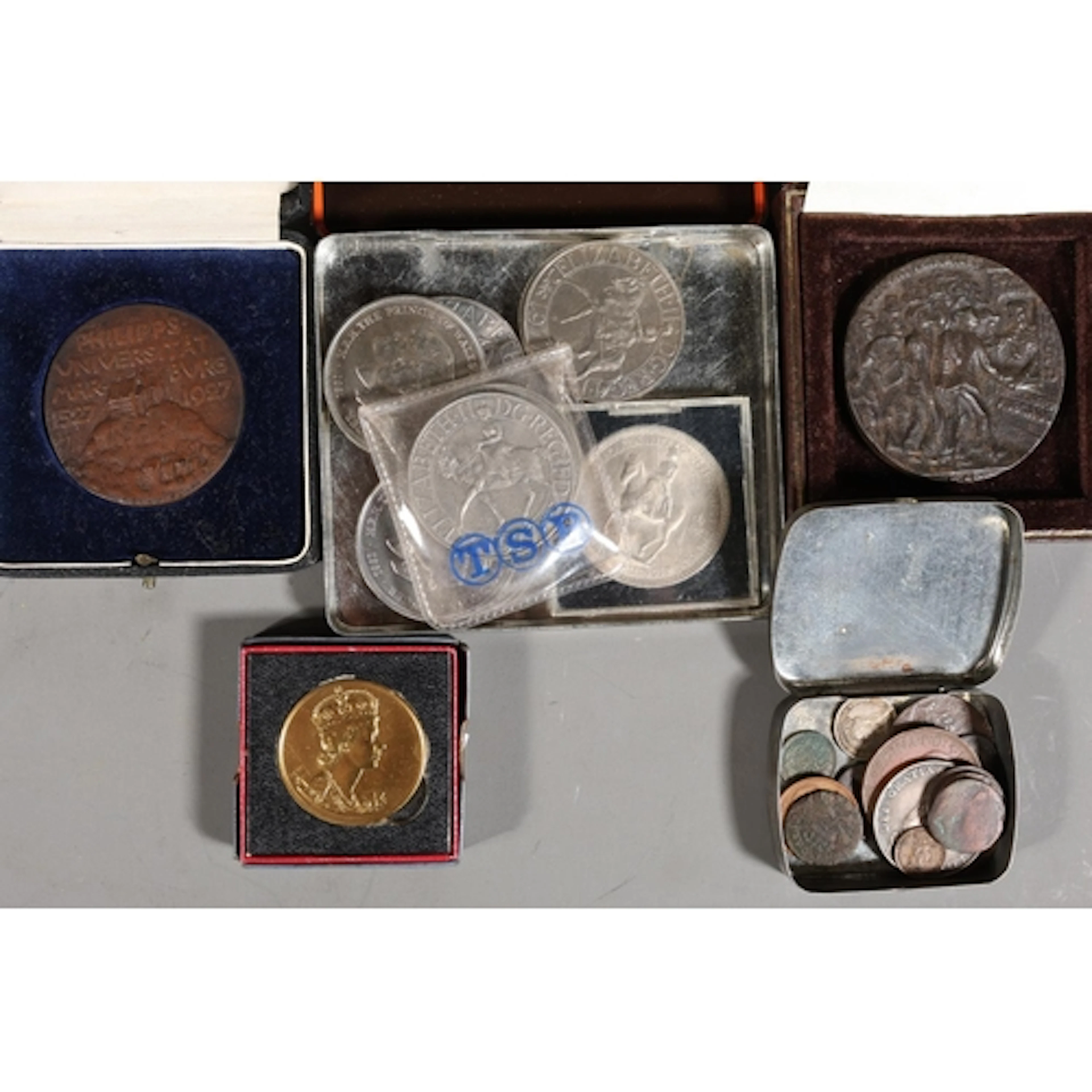 Lusitania medal, Philipps University 1927 medal, Queen Eliza...