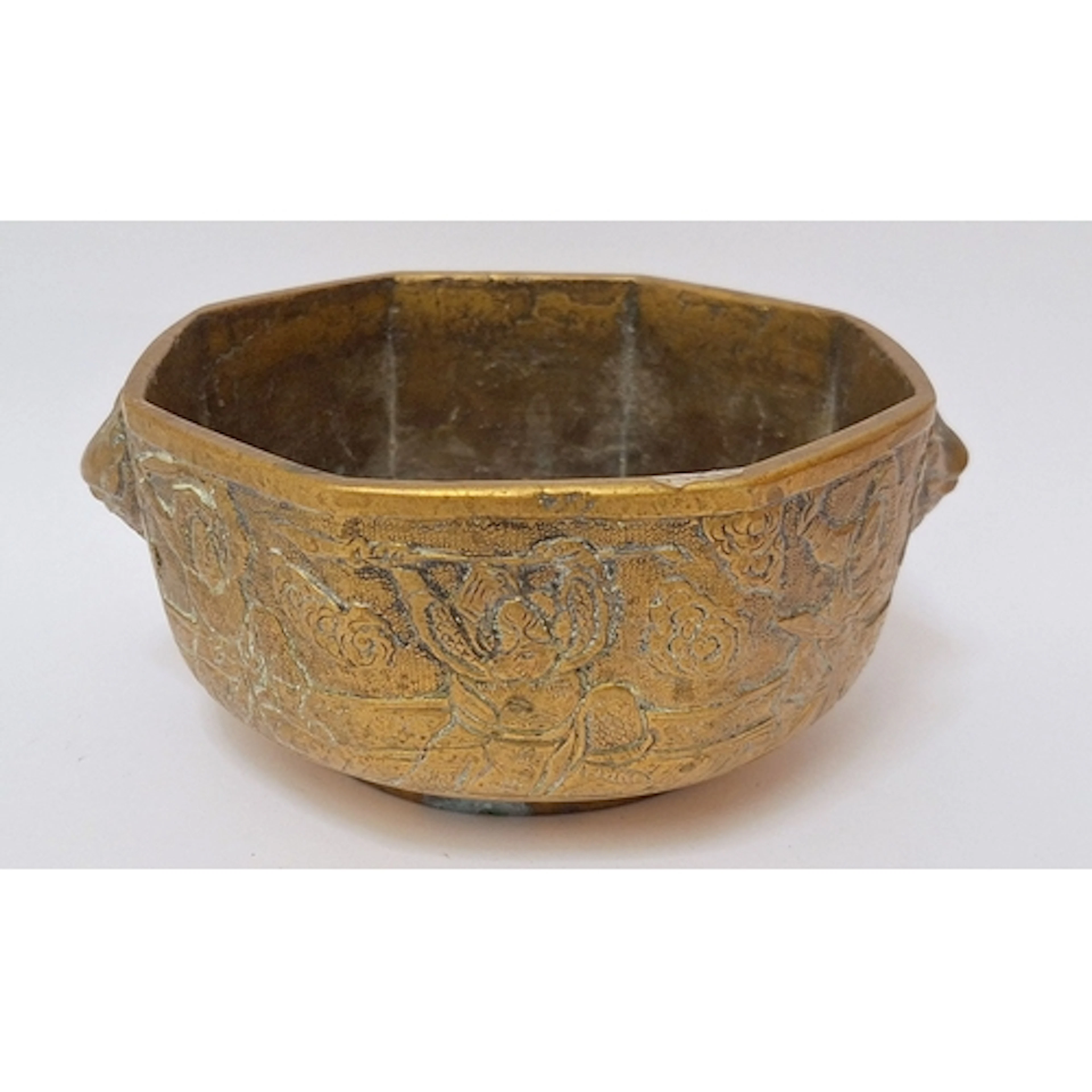 Chinese Bronze/Brass Octagonal Incense burner, 6 character X...