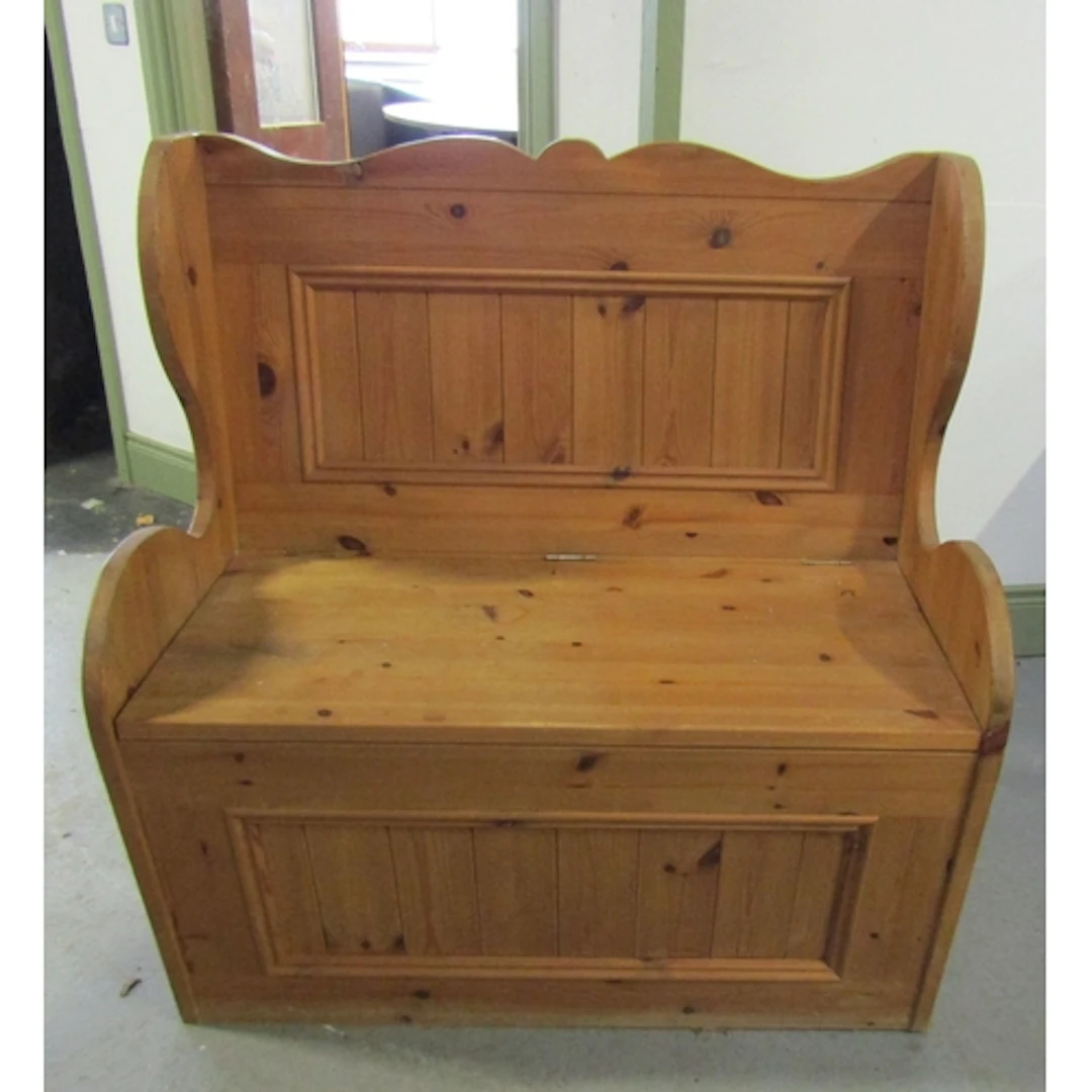 Pine Monk's Bench with Lift-up Seat Approximately 4ft Wide