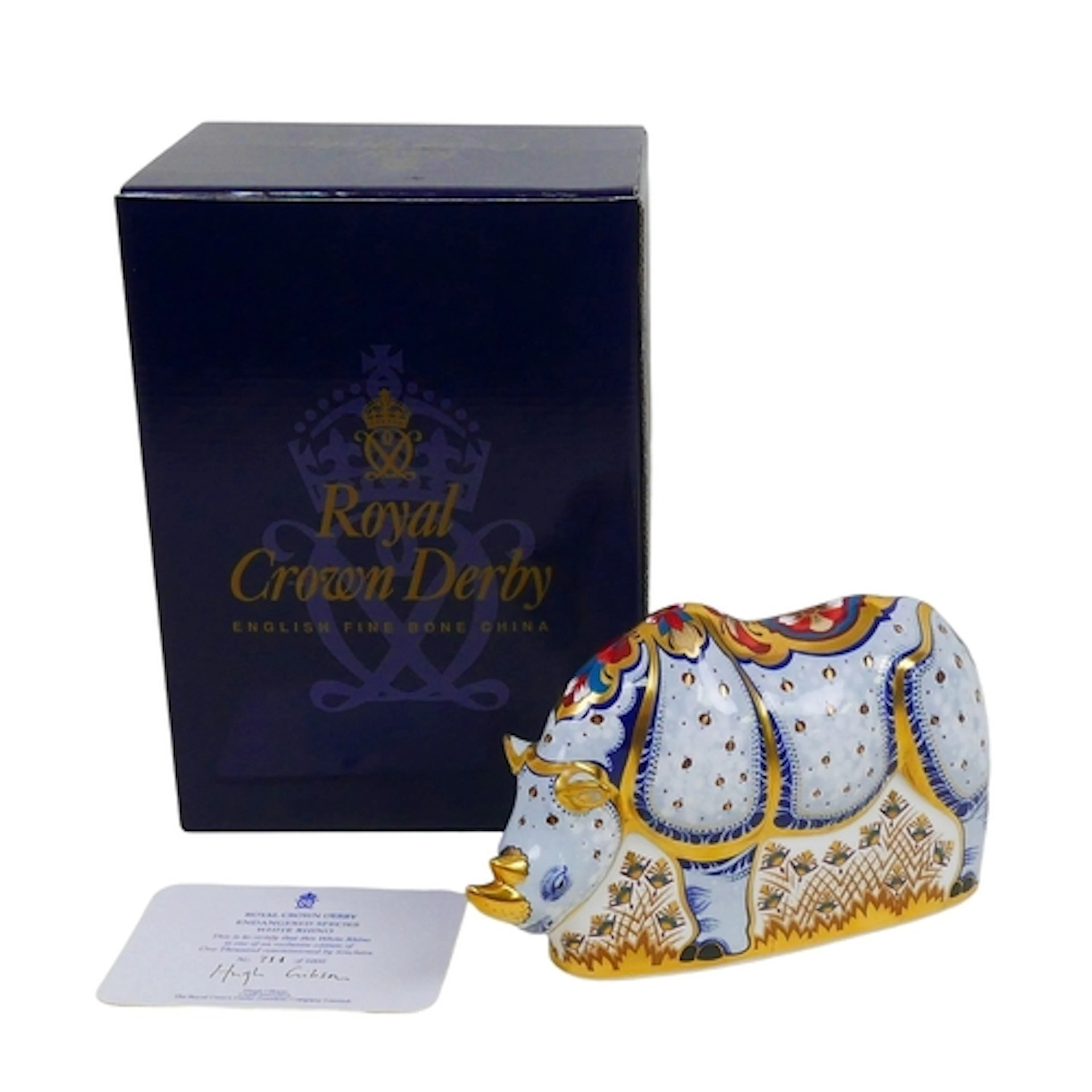 A LIMITED EDITION ROYAL CROWN DERBY ENDANGERED SPECIES WHITE...