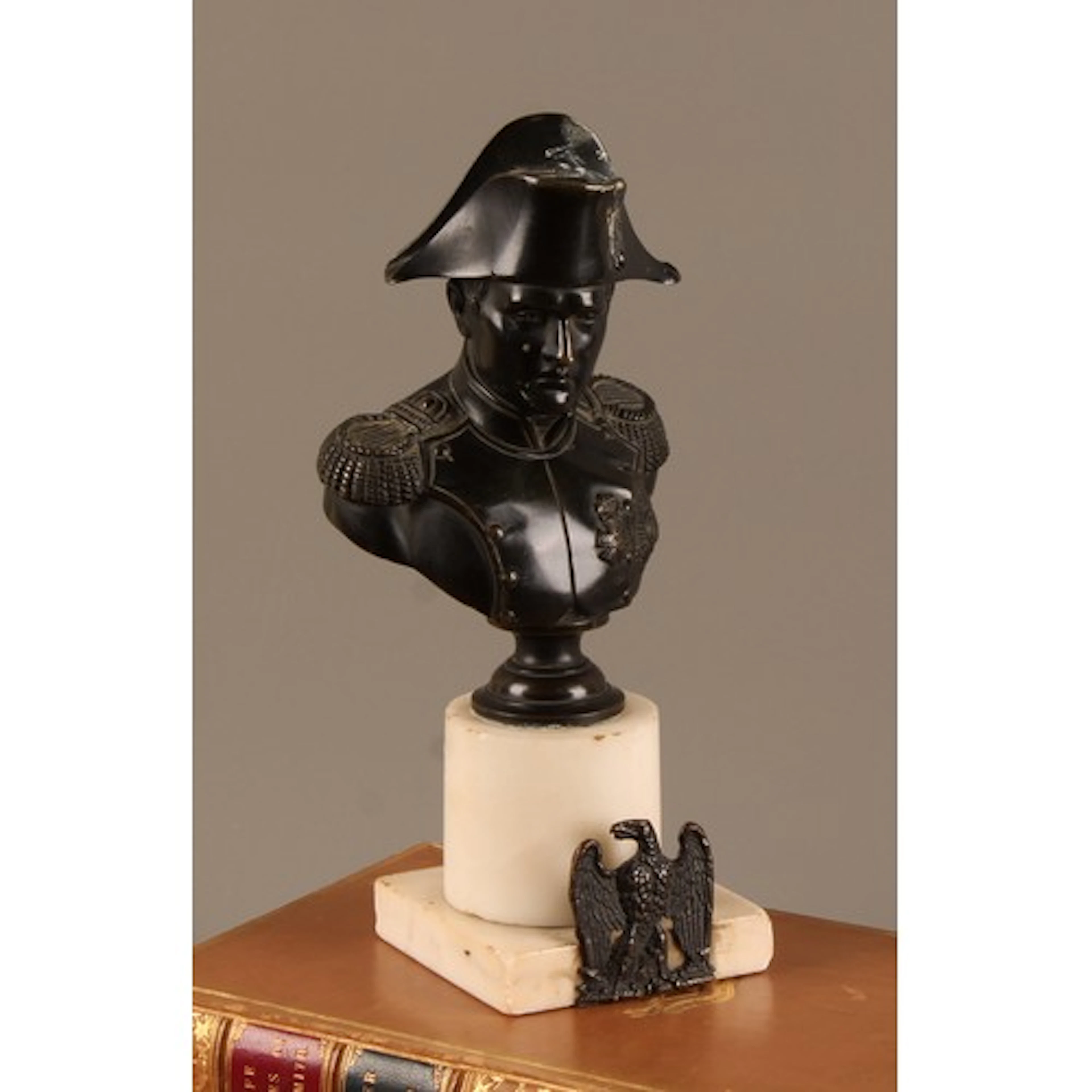 After Leroux, French, a dark patinated bronze bust, Napoleon...
