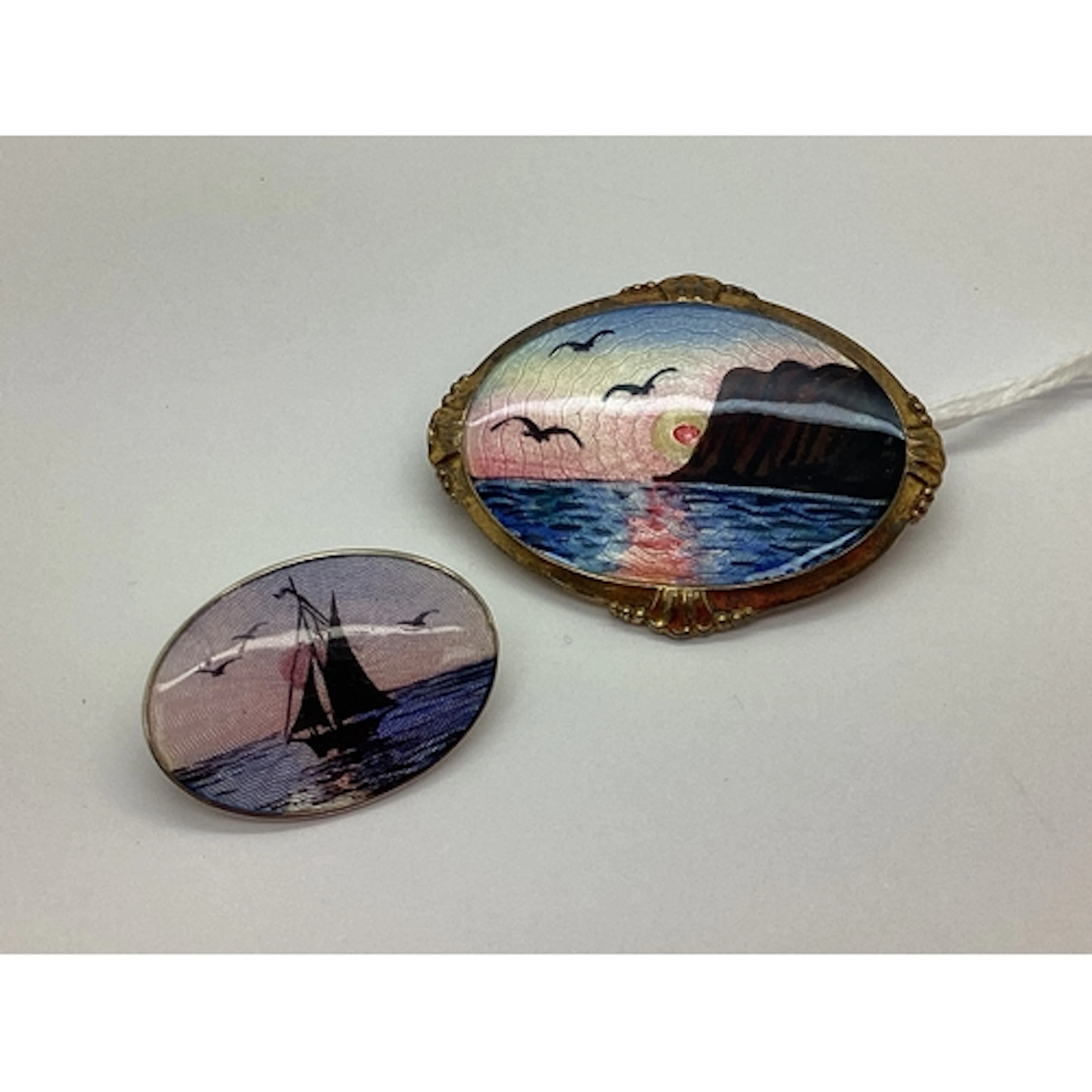 Arne Nordlie Norwegian Gilt and Enamel Oval Panel Brooch, de...