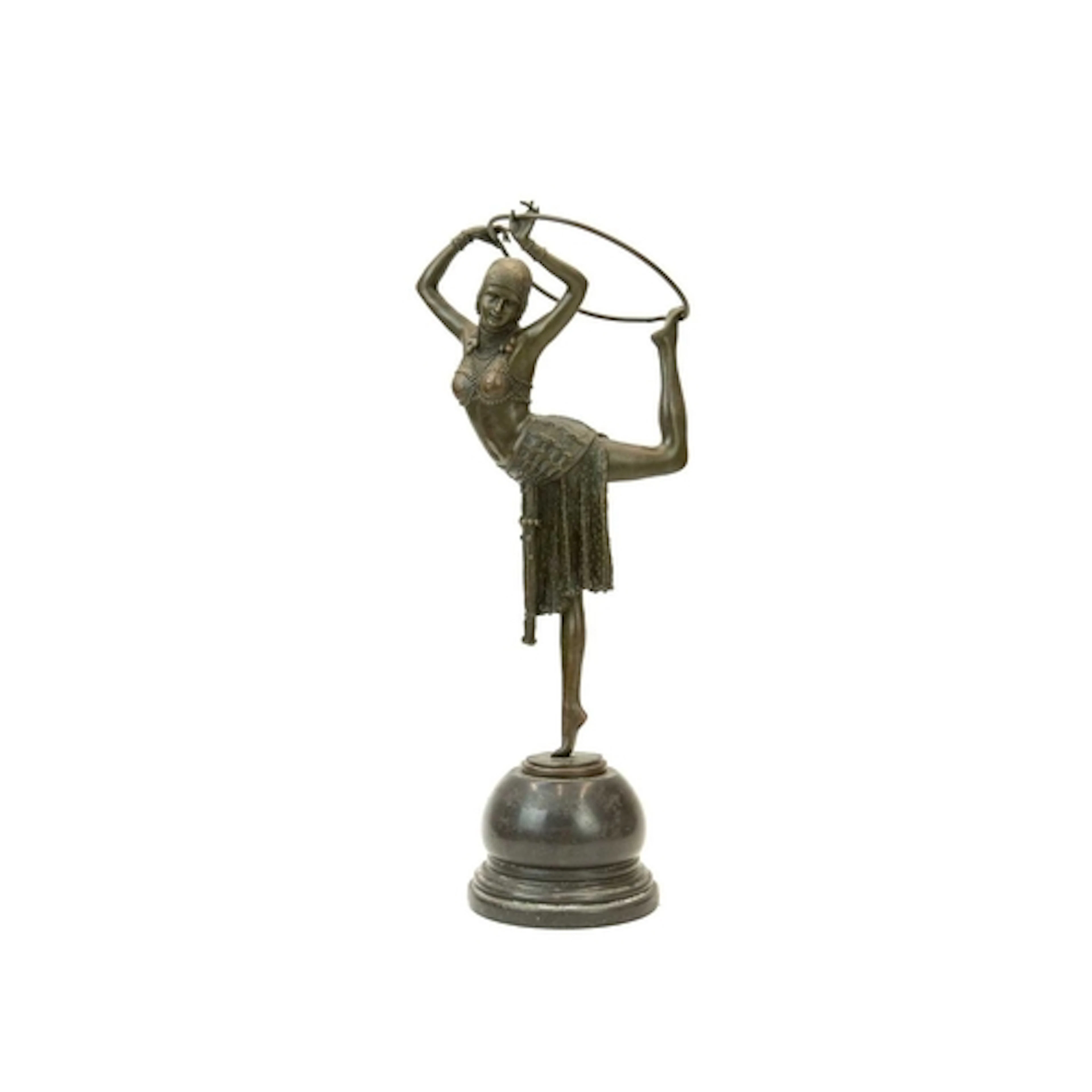 After Chiparus - Dancer with hoop. Art Deco style bronze on ...