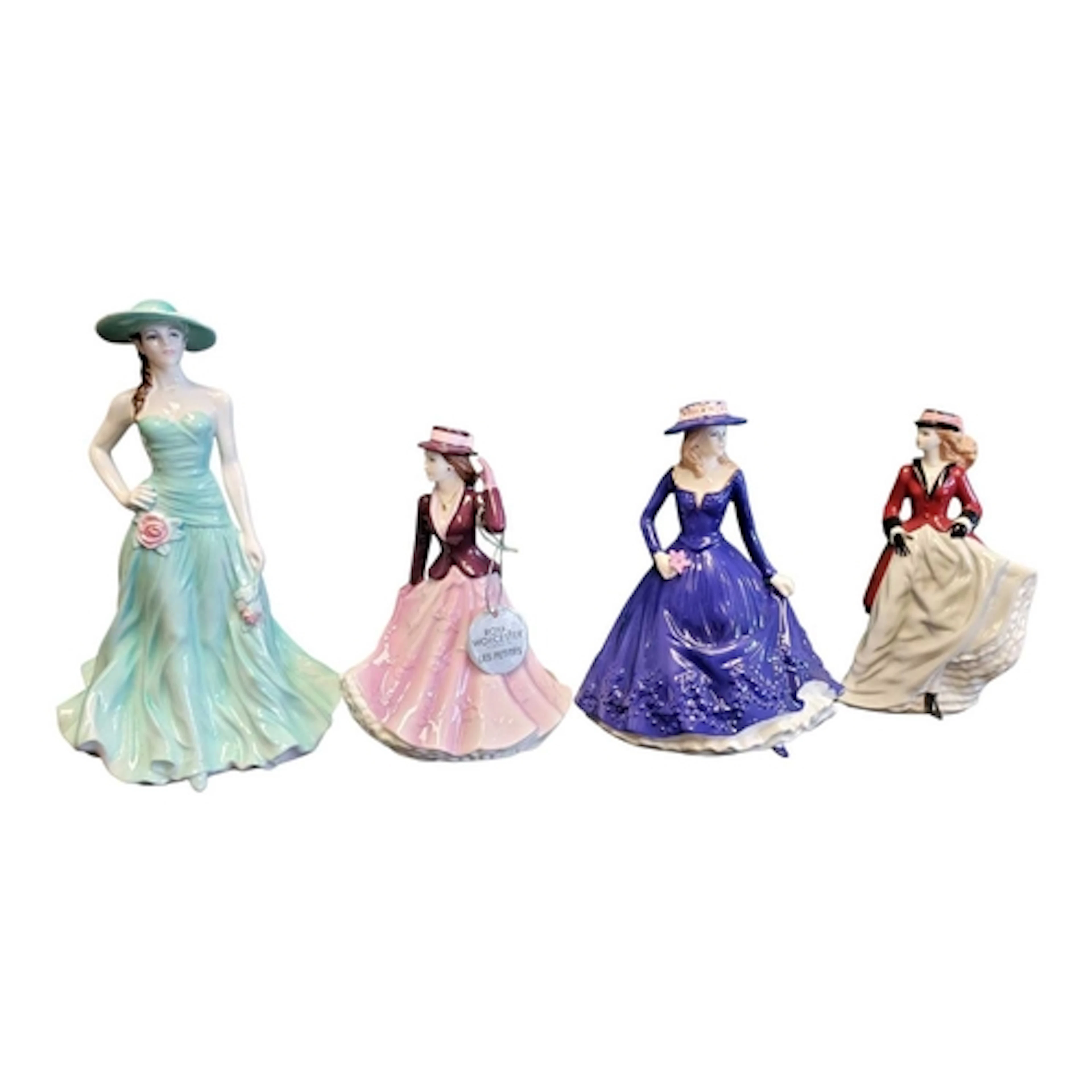 Royal Worcester - Four late 20th century bone china lady fig...