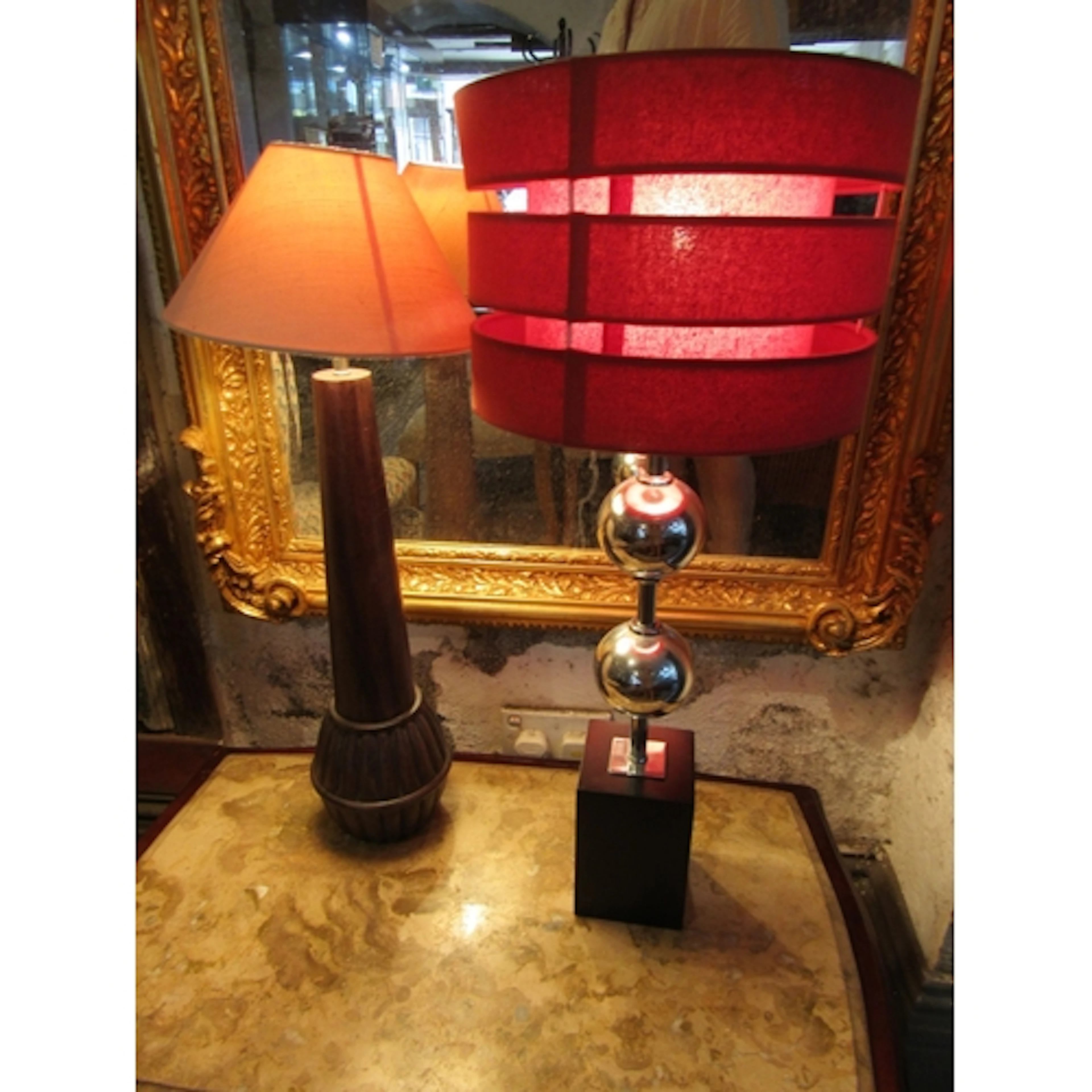 Two Vintage Modernist Form Table Lamps Electrified Working O...