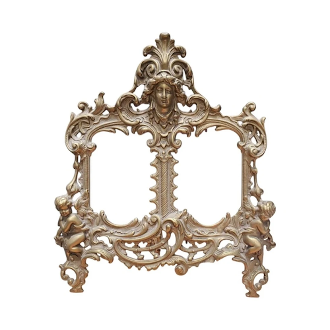 A 19th century French brass double photograph frame. The fra...