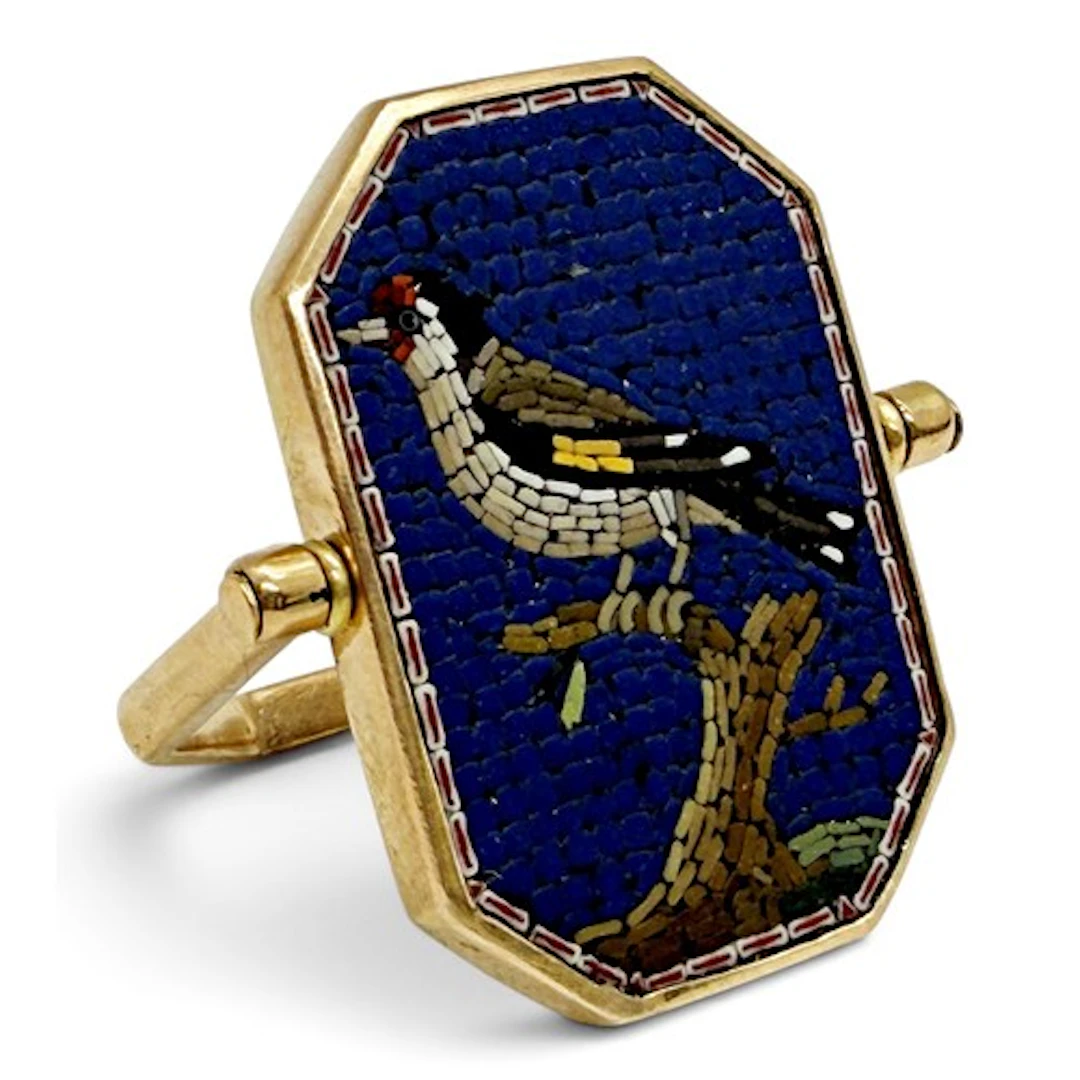 An 18-carat gold ring set with a signed and dated Roman poly...