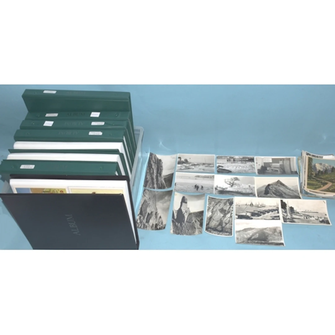 Approximately 100 loose postcards, including many RPs of Cow...