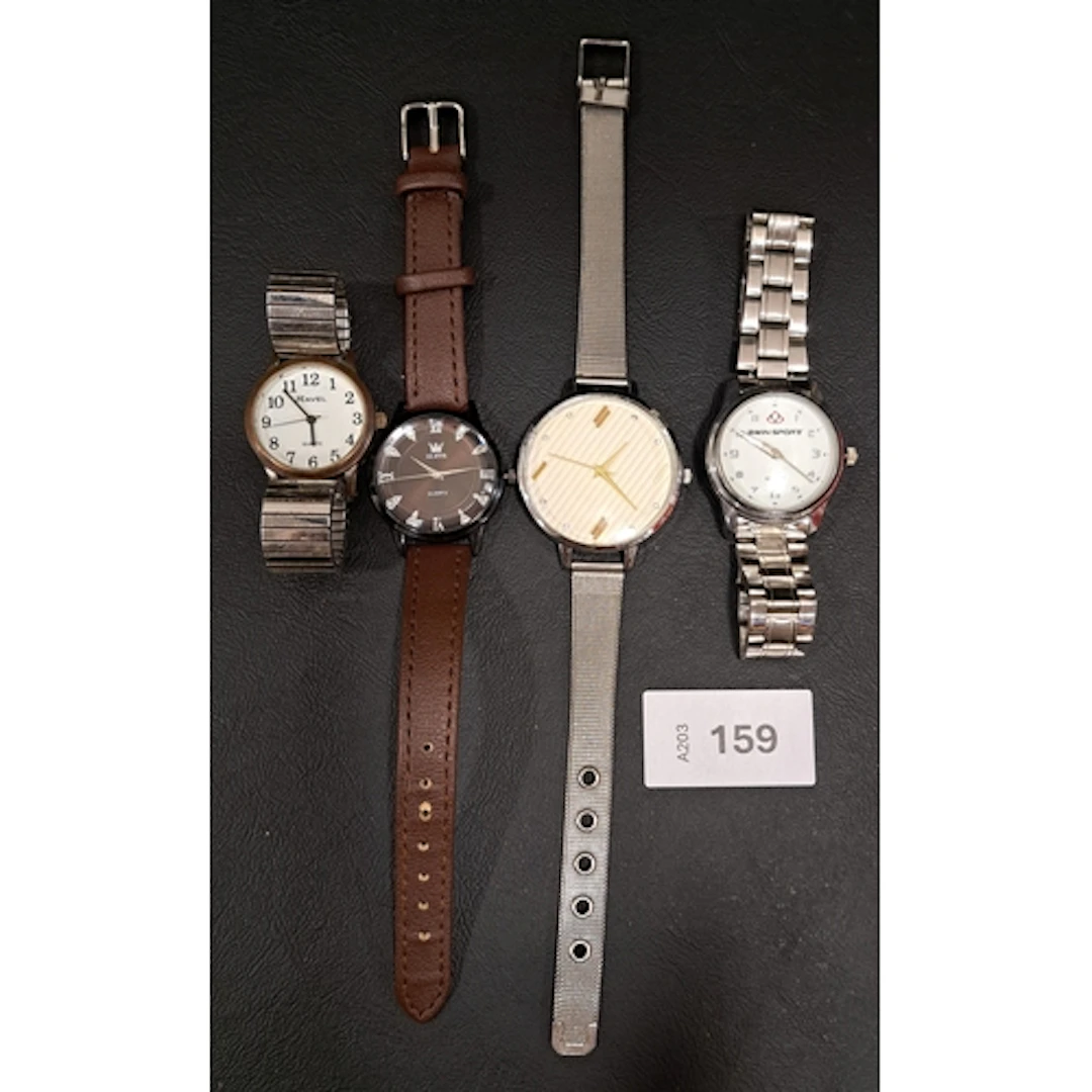 FOUR FASHION WATCHES including Ravel, Bwin sport, Olevs, non...