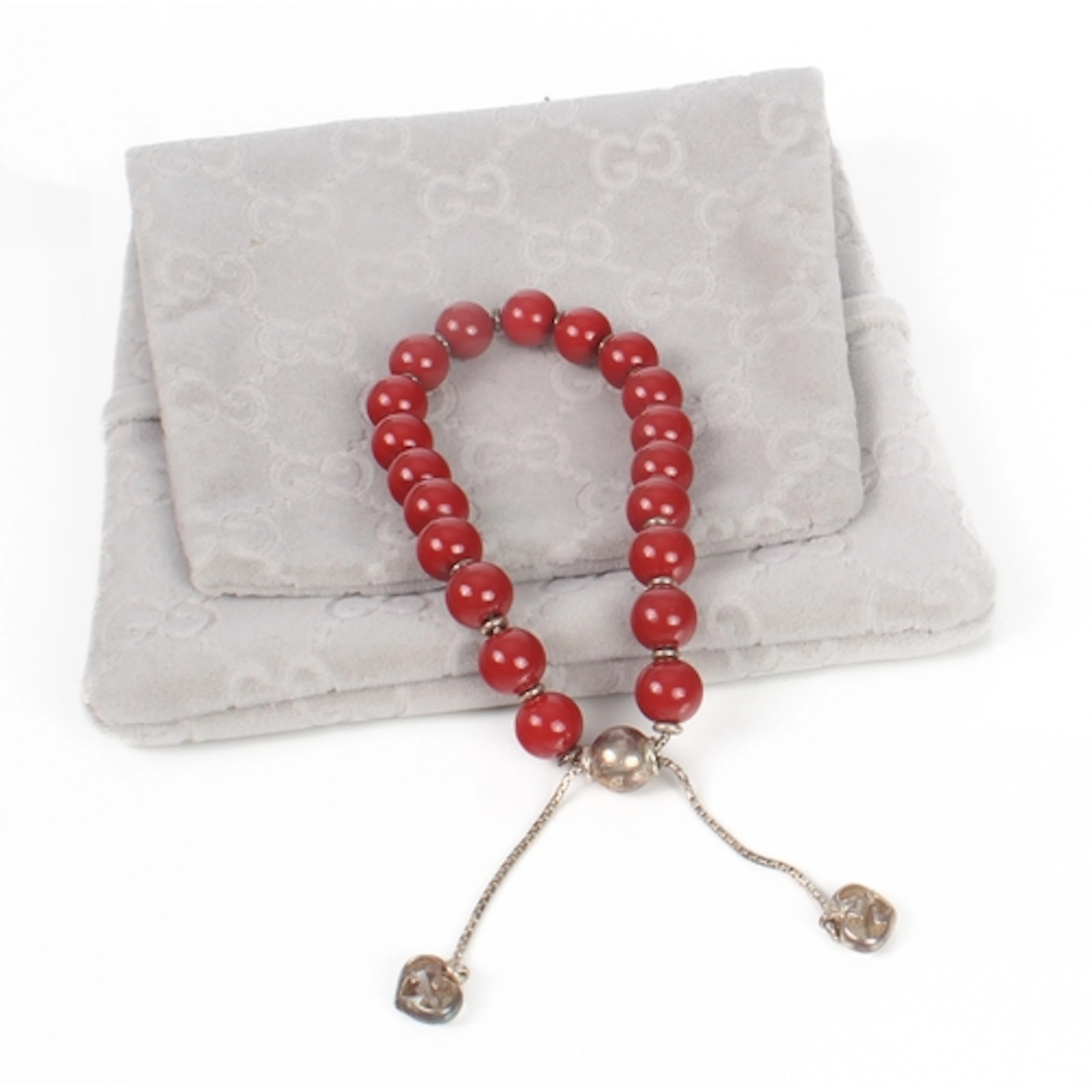A Gucci San Valentino silver and red wooden bead bracelet - ...