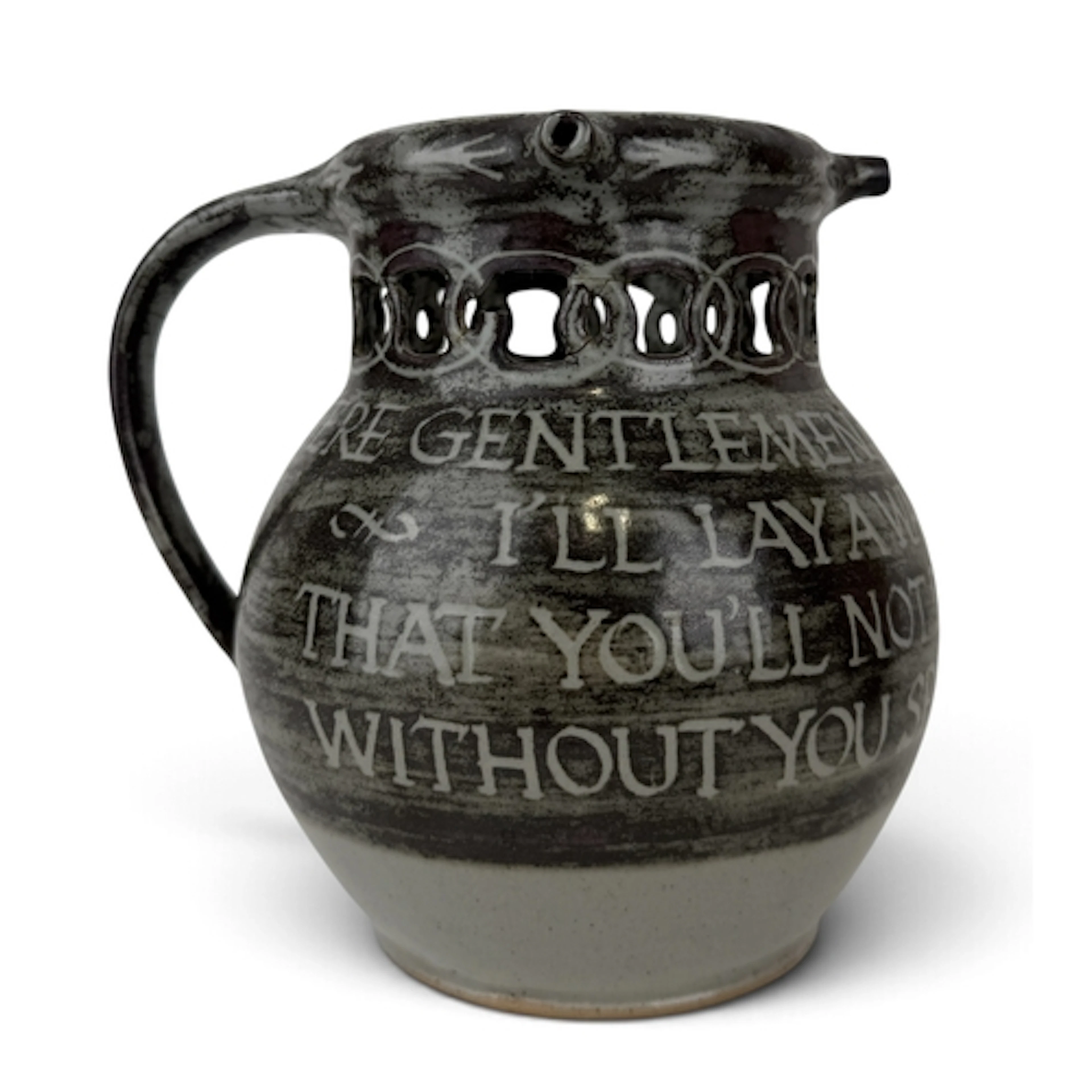 BERNARD LEACH: A CERAMIC PUZZLE JUG The body decorated with ...