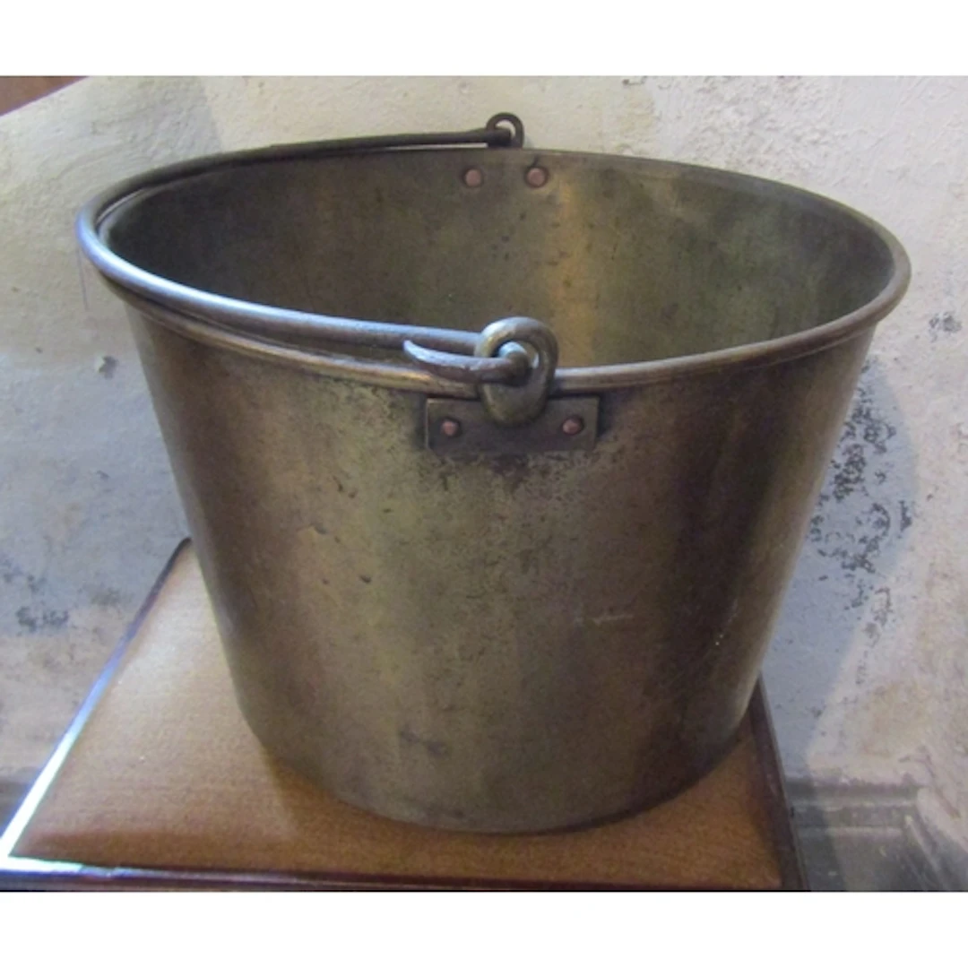 Large Antique Cast Brass Jelly Pan with Swing Carry Handle A...