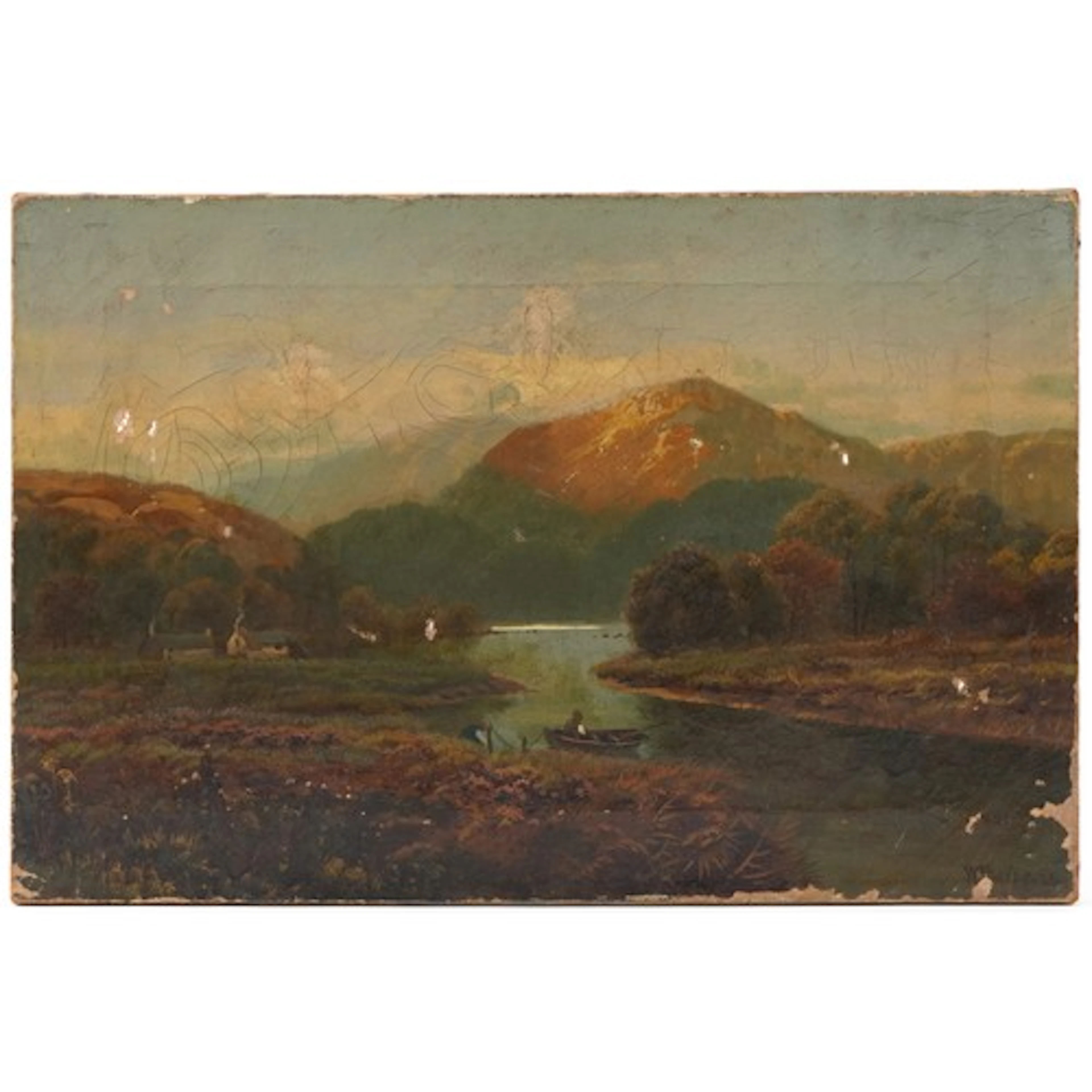 Pastoral landscape, 19th century oil on canvas, indistinctly...