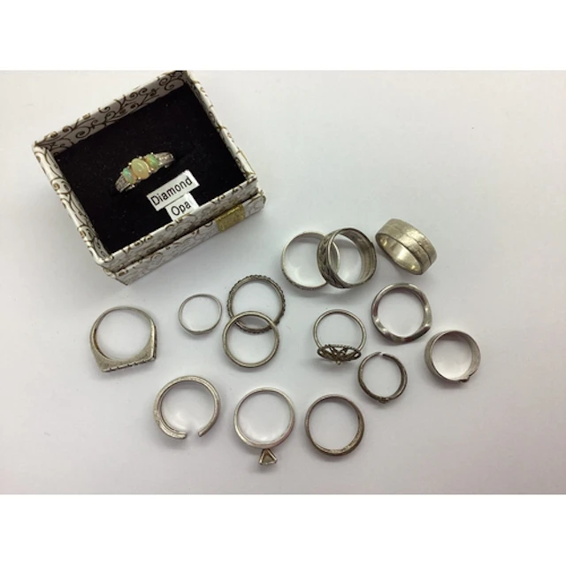 A Selection of Hallmarked Silver, "925" and Other Dress Ring...