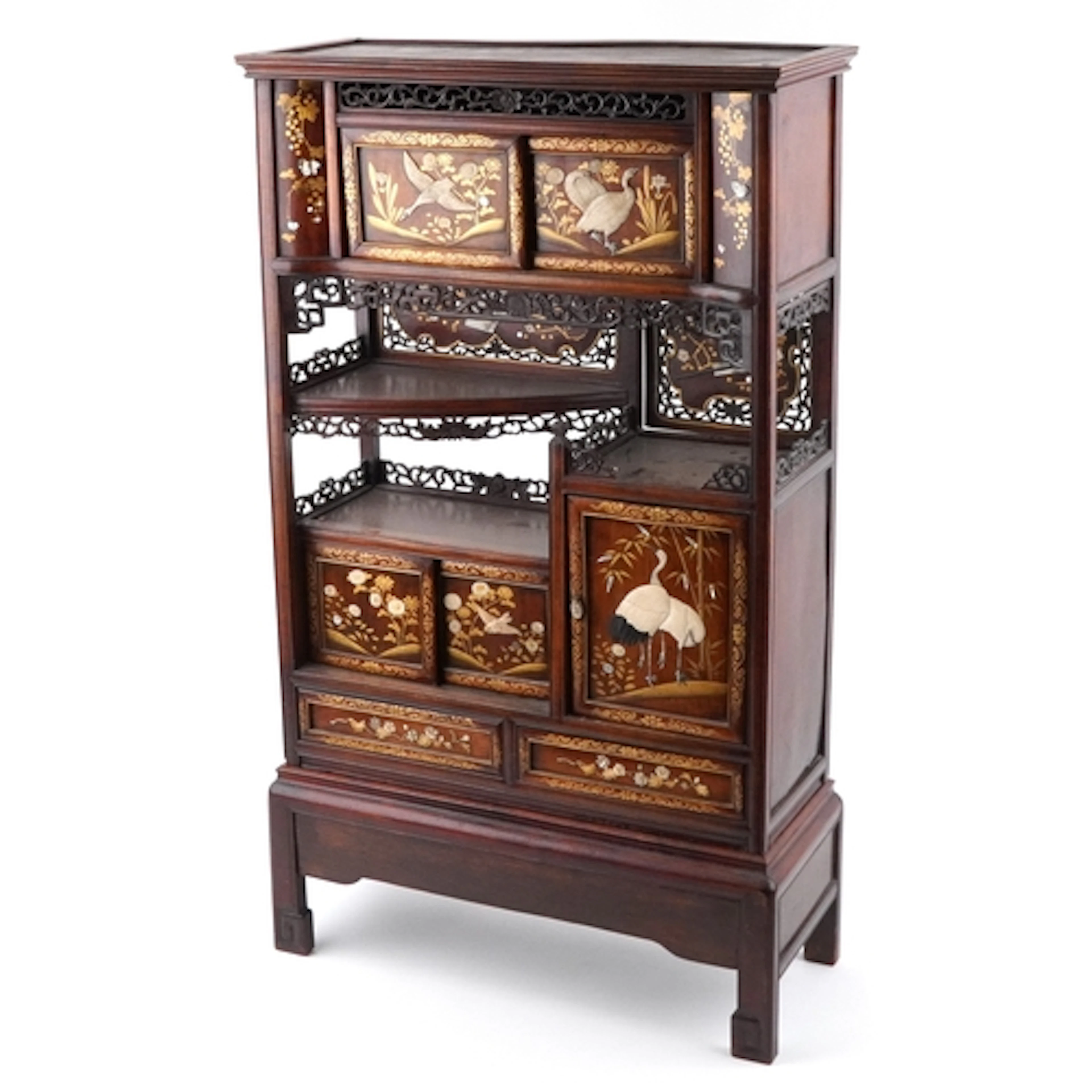 19th century Japanese cabinet fitted with a series of slidin...