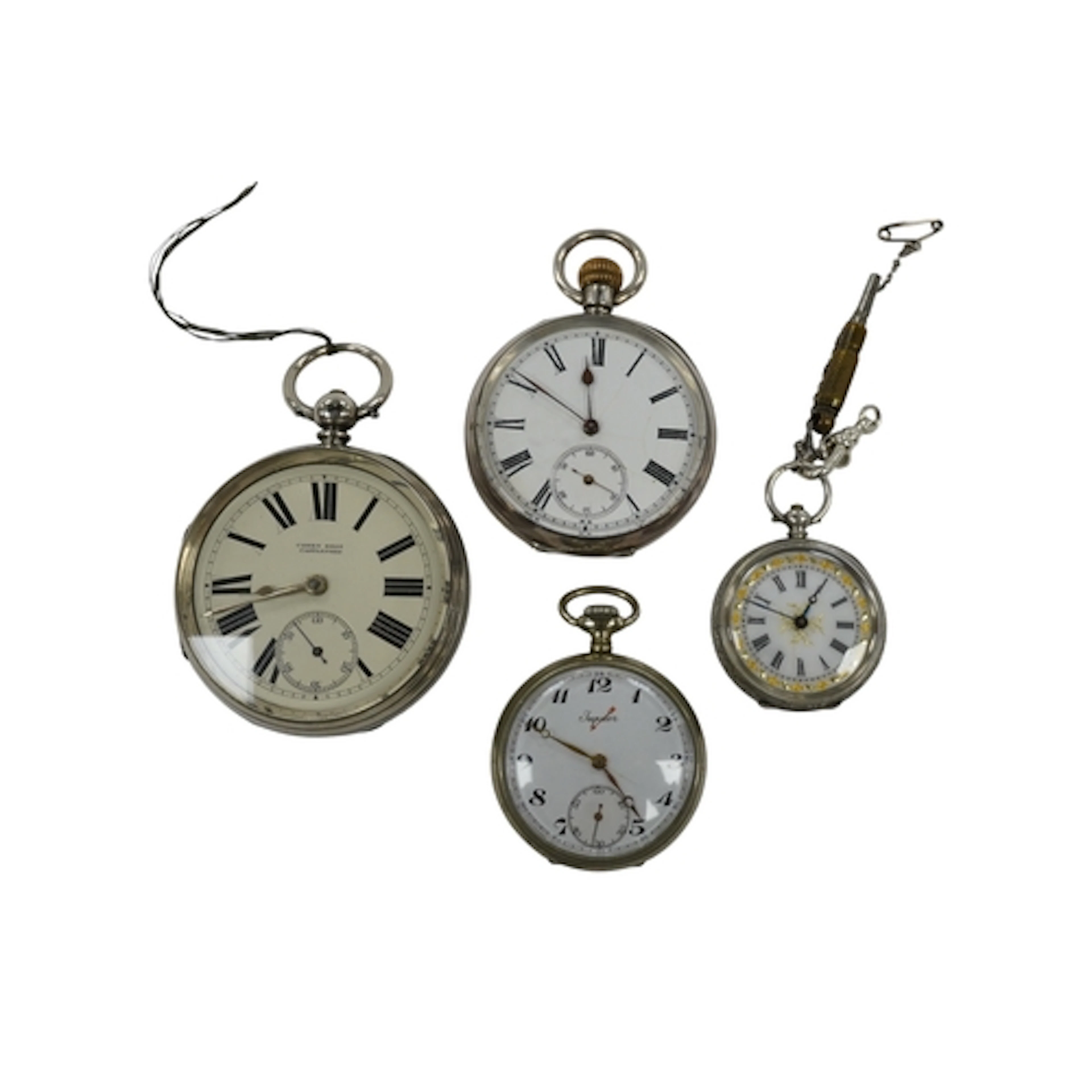 A late 19th century silver open faced key wind pocket watch ...
