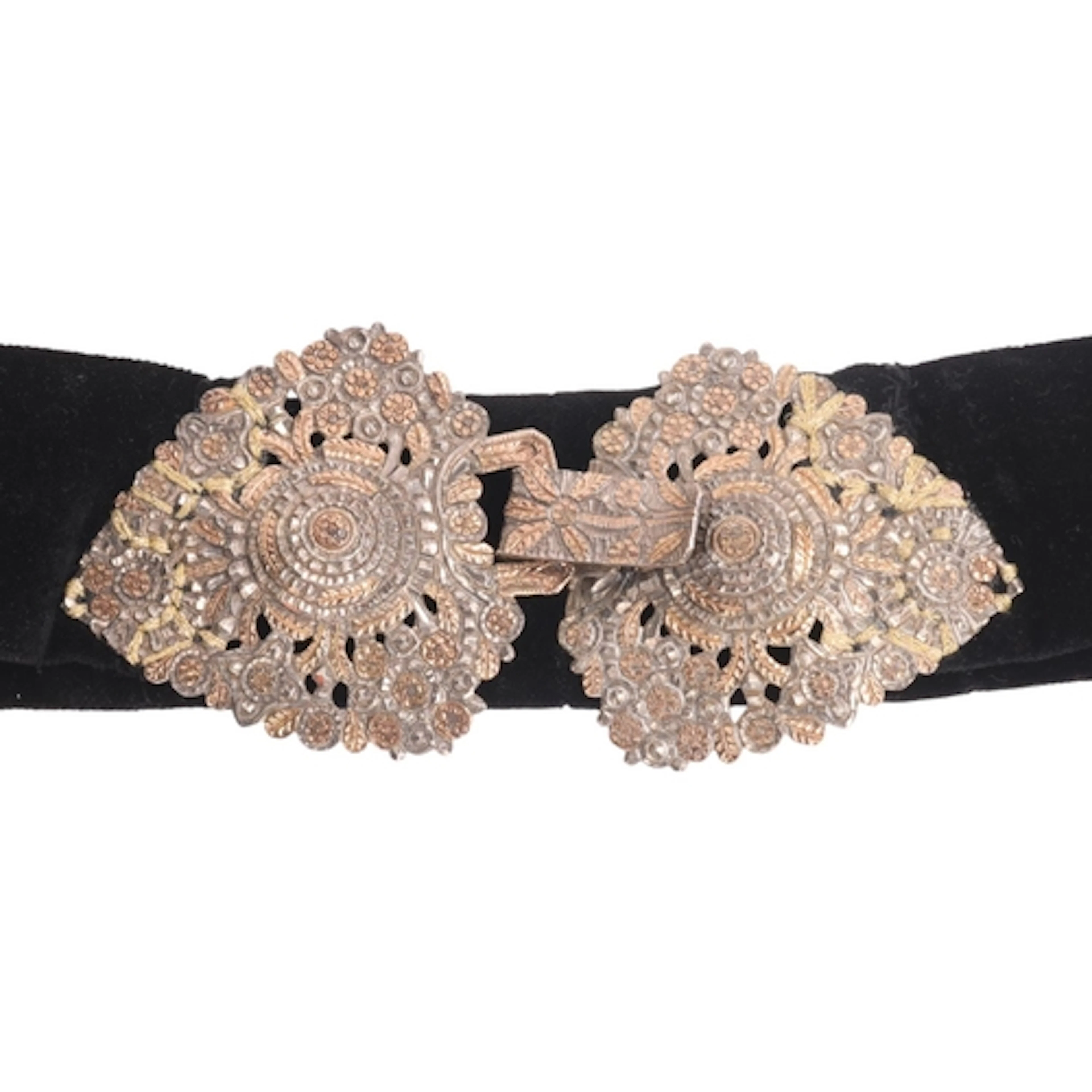 An Antique French silver and rose gold cape clasp, maker ET,...