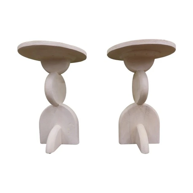 A Pair of Anthropology painted hardwood abstract lamp table...