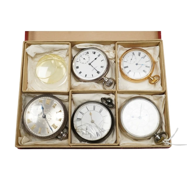 Four assorted early 20th century silver open faced pocket wa...