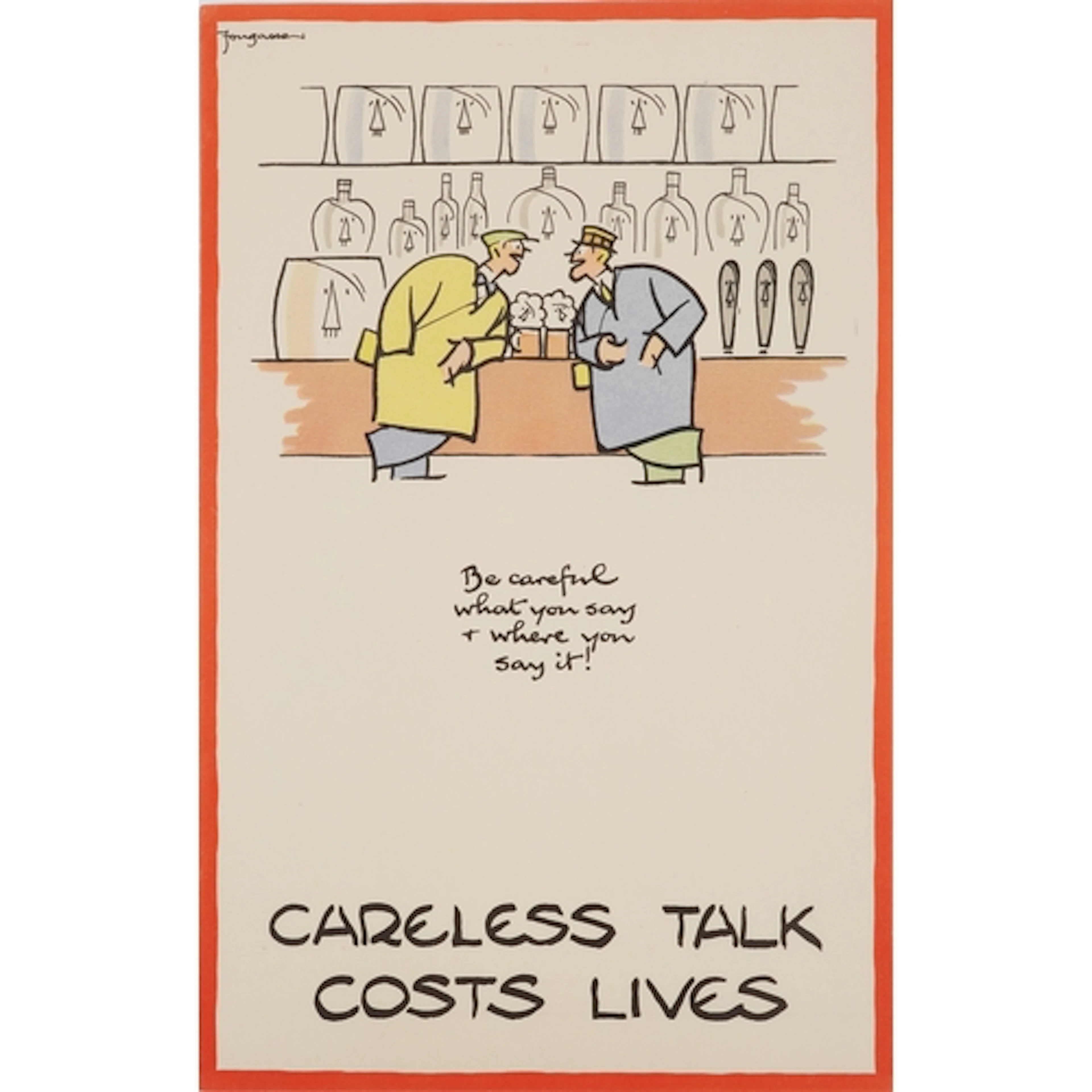 Military interest Fougasse Careless Talk Costs Lives Wartime...