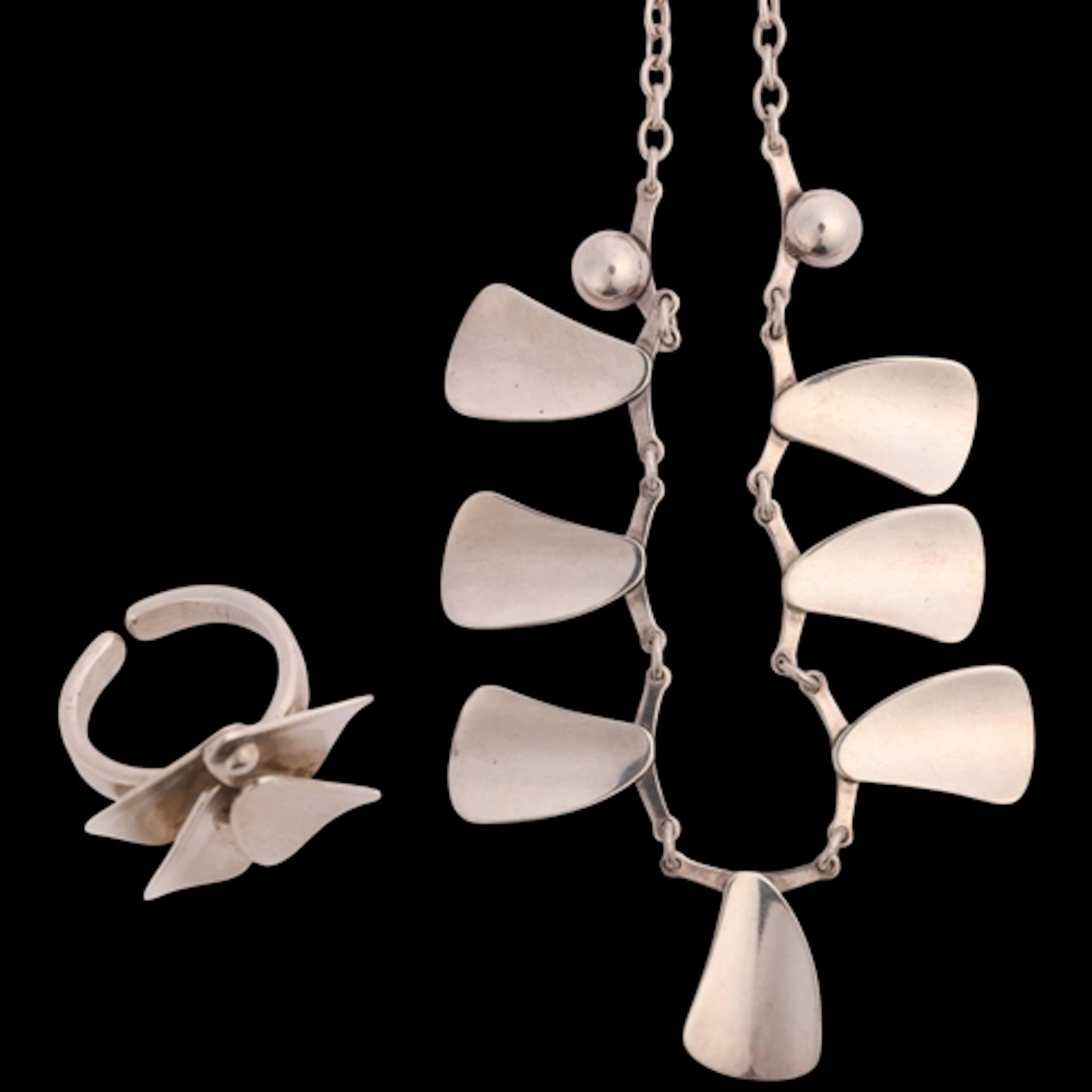 T H SKAT-RORDAM - a Danish modernist sterling silver fringe ...
