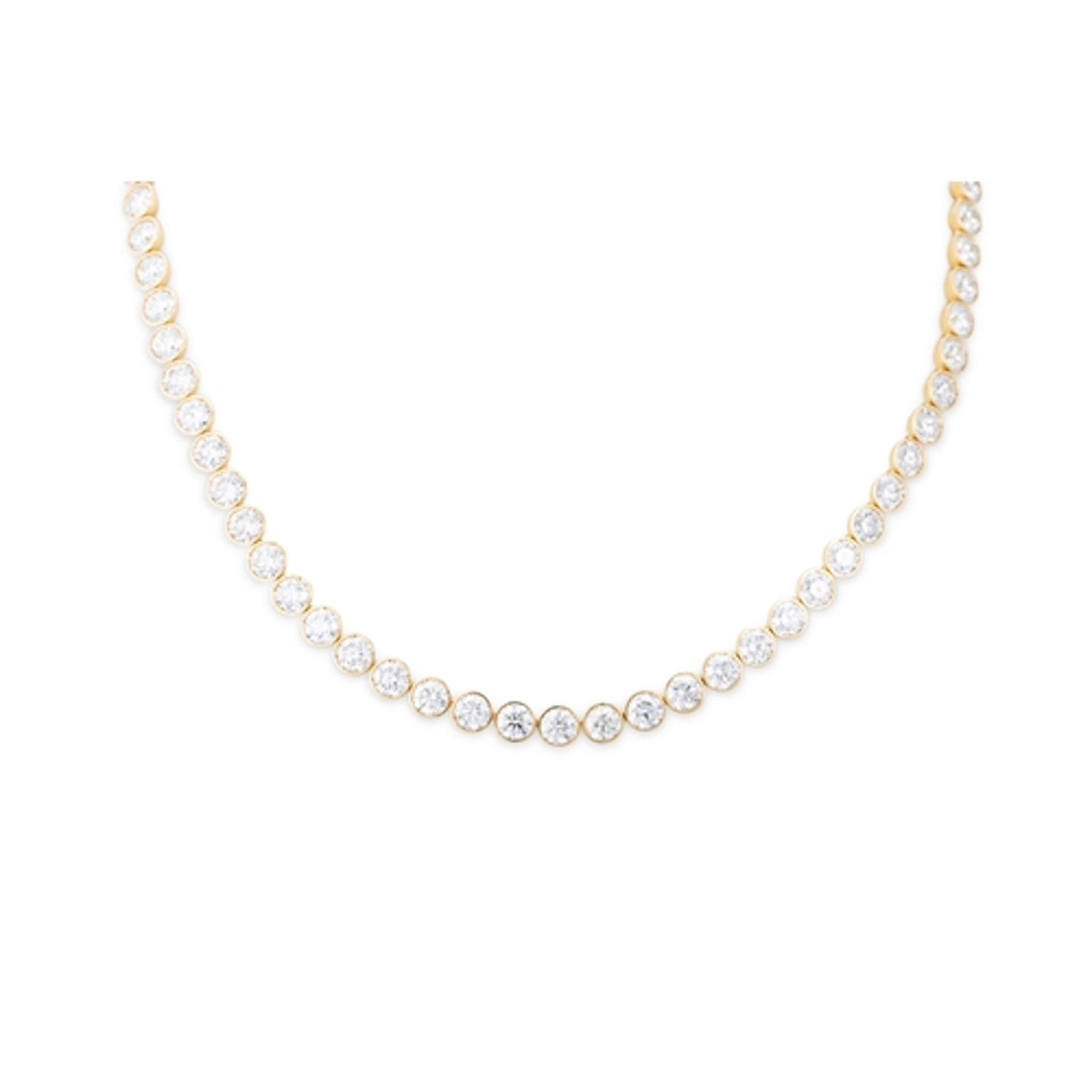 A DIAMOND LINE NECKLACE, the colet set brilliant cut diamond...
