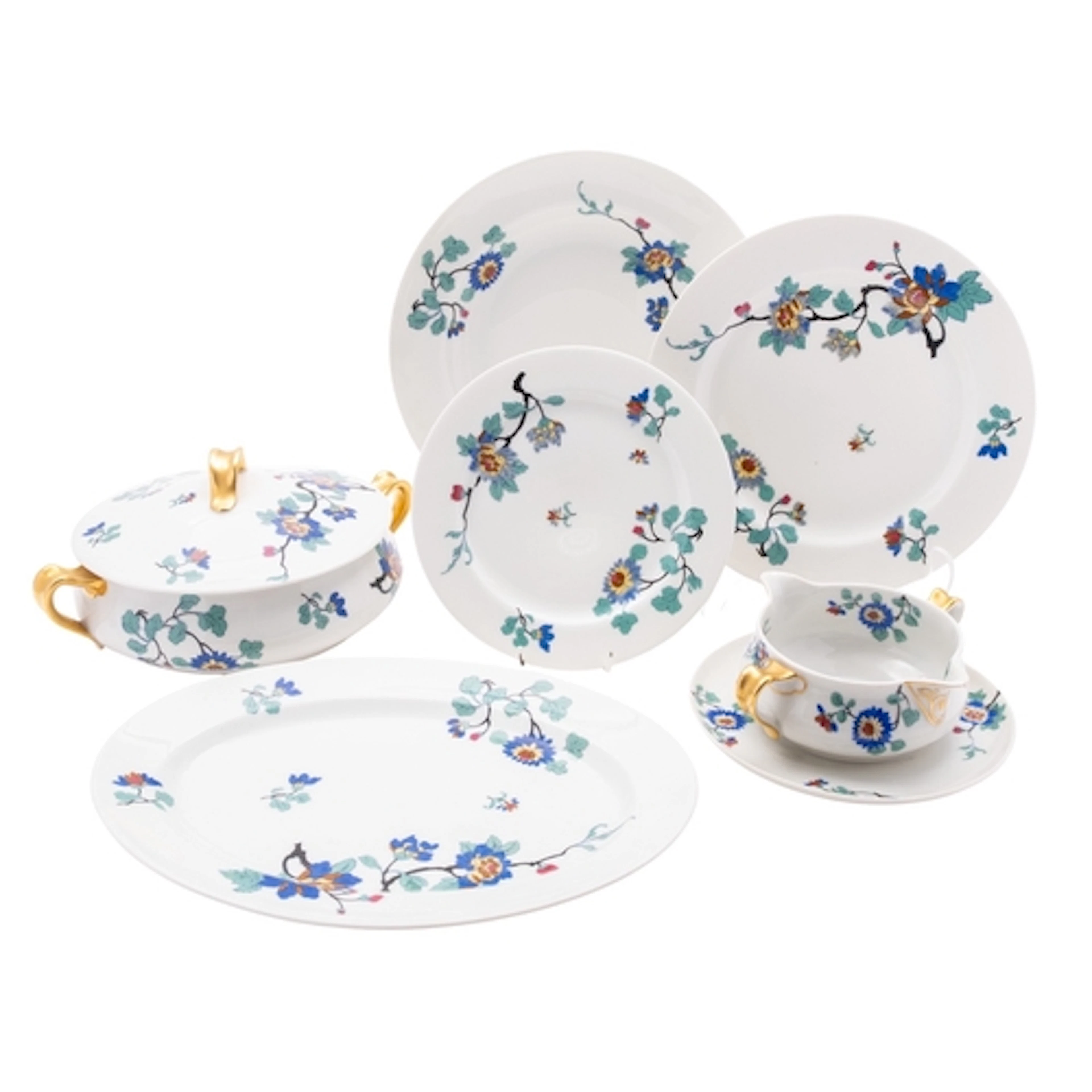 A Haviland Limoges porcelain dinner service for six decorate...
