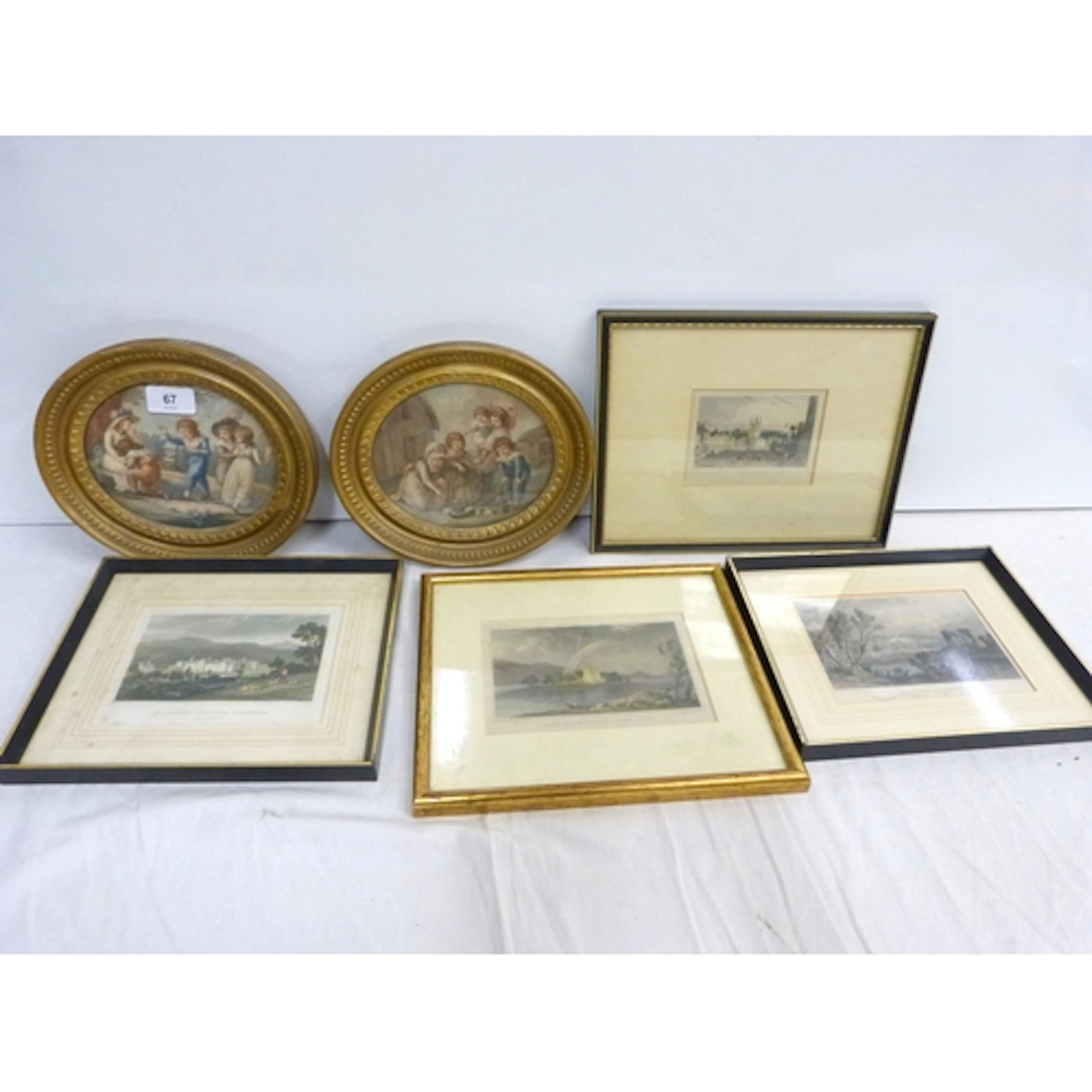 Collection of vintage prints to include Loch Leven, Netherby...