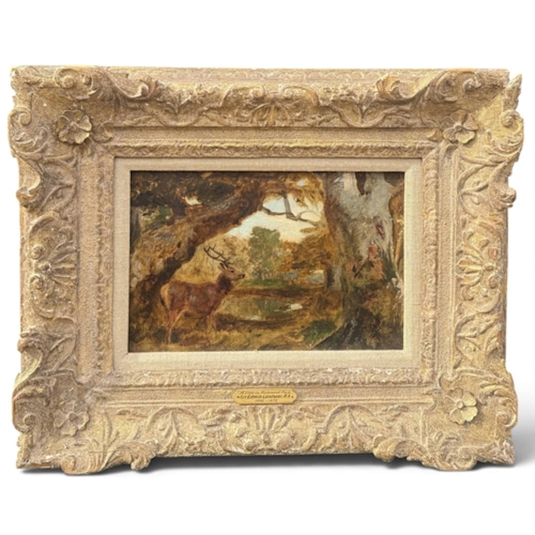 SIR EDWIN LANDSEER (BRITISH, 1802-1873): LANDSCAPE WITH DEER...