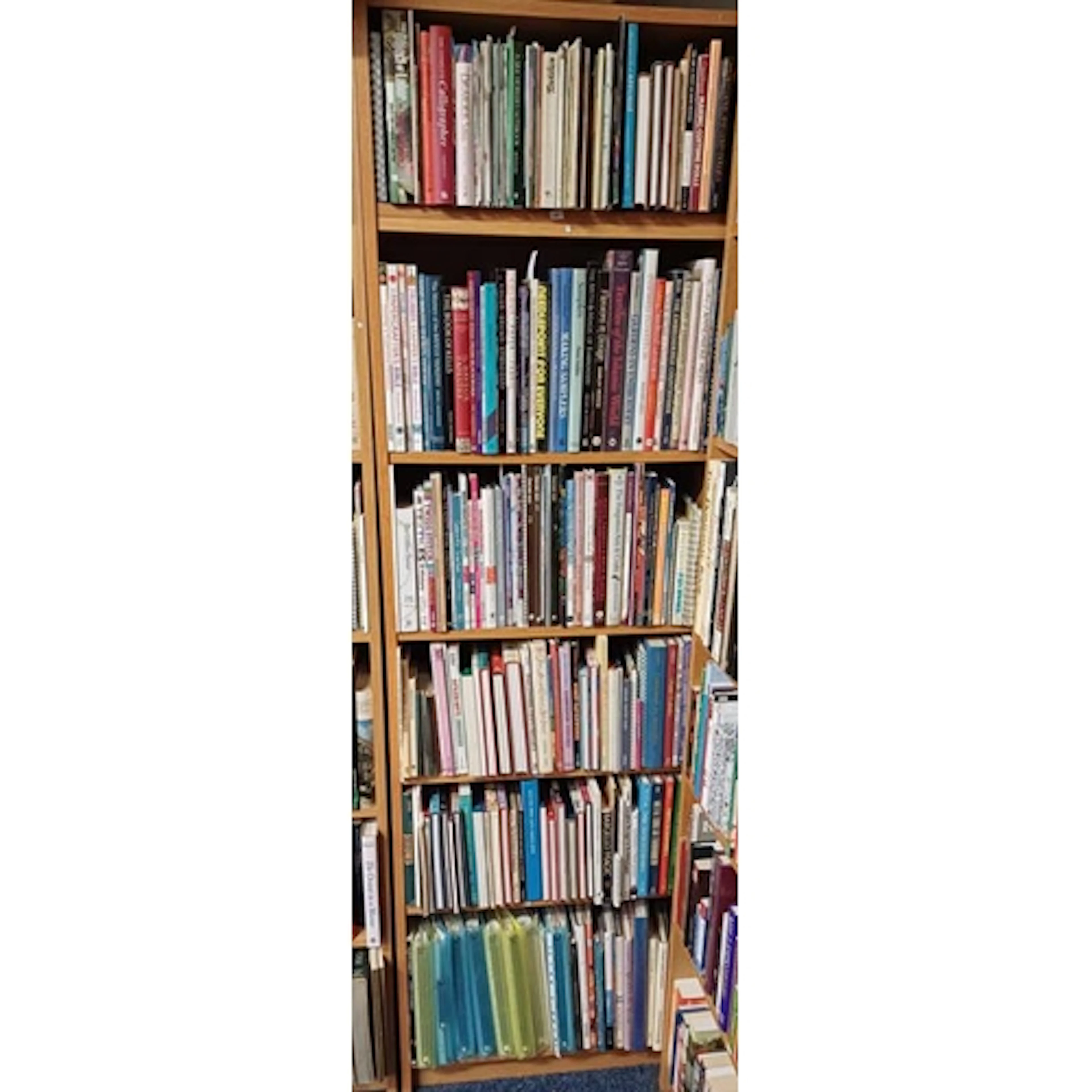 6 SHELVES OF MOSTLY VARIOUS BOOKS RELATED TO ARTS & CRAFTS, ...