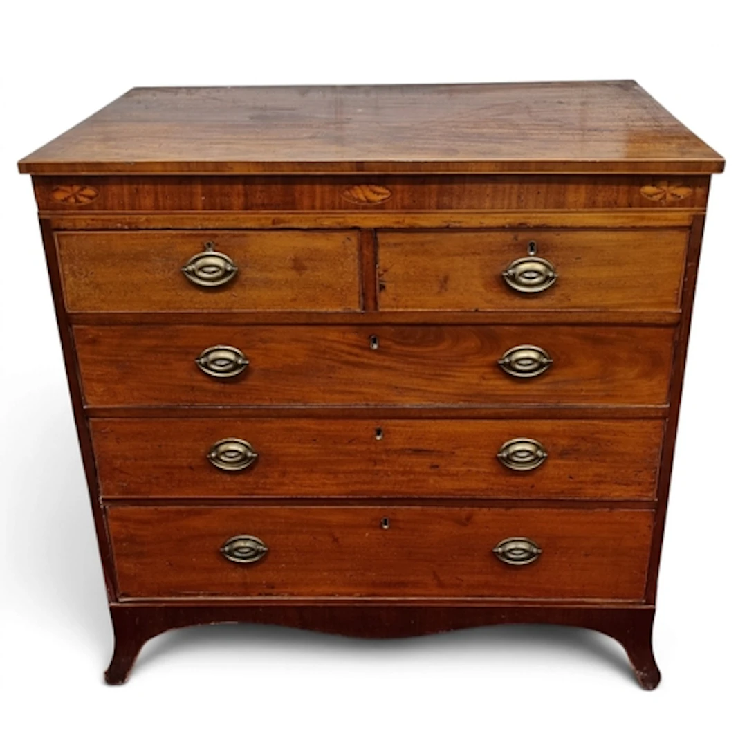 An early Georgian Mahogany and Inlaid Chest of Drawers of ne...