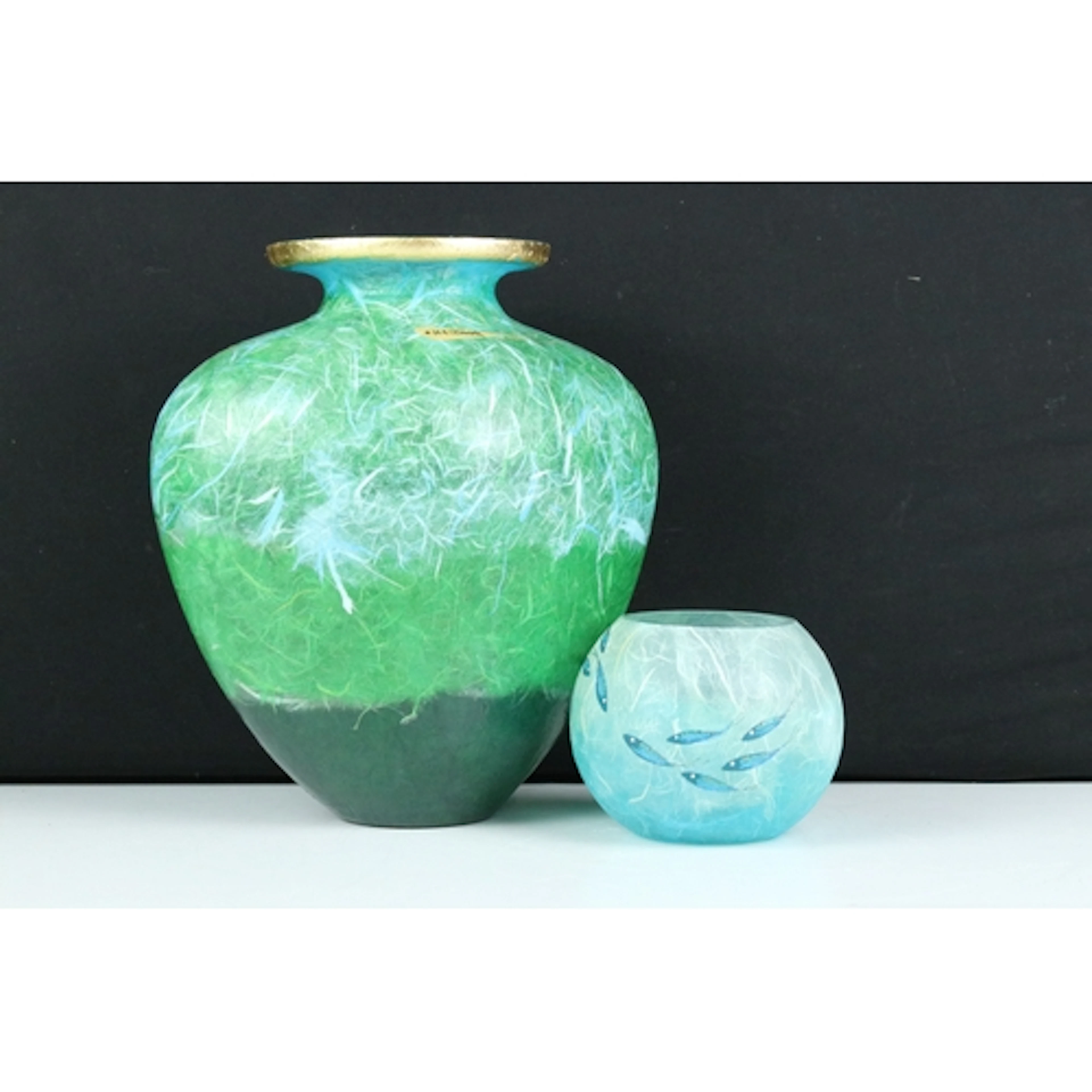 Margaret Johnson studio art vase of flattened baluster form ...