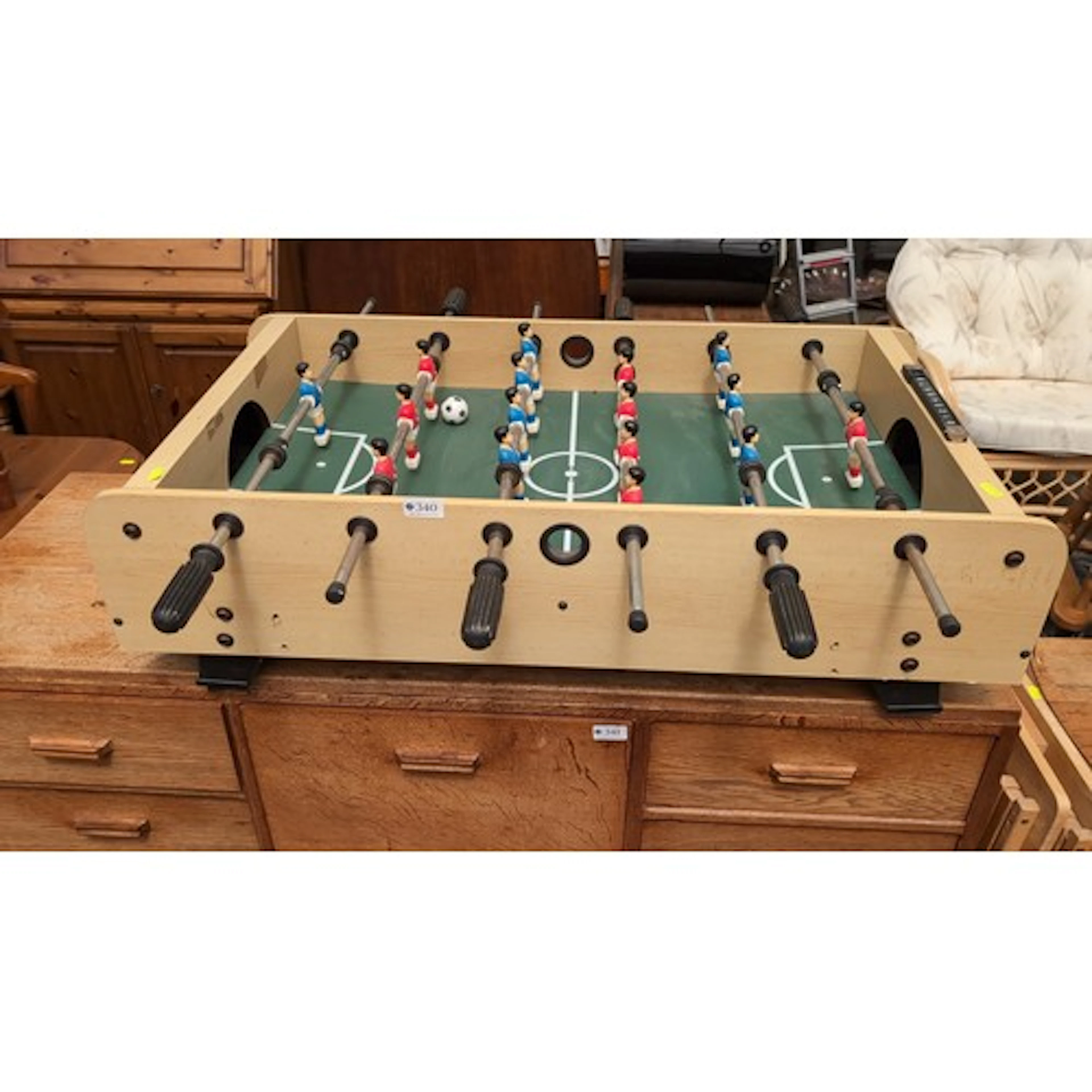 J. Jaques & Son table football game, of rectangular stained-...