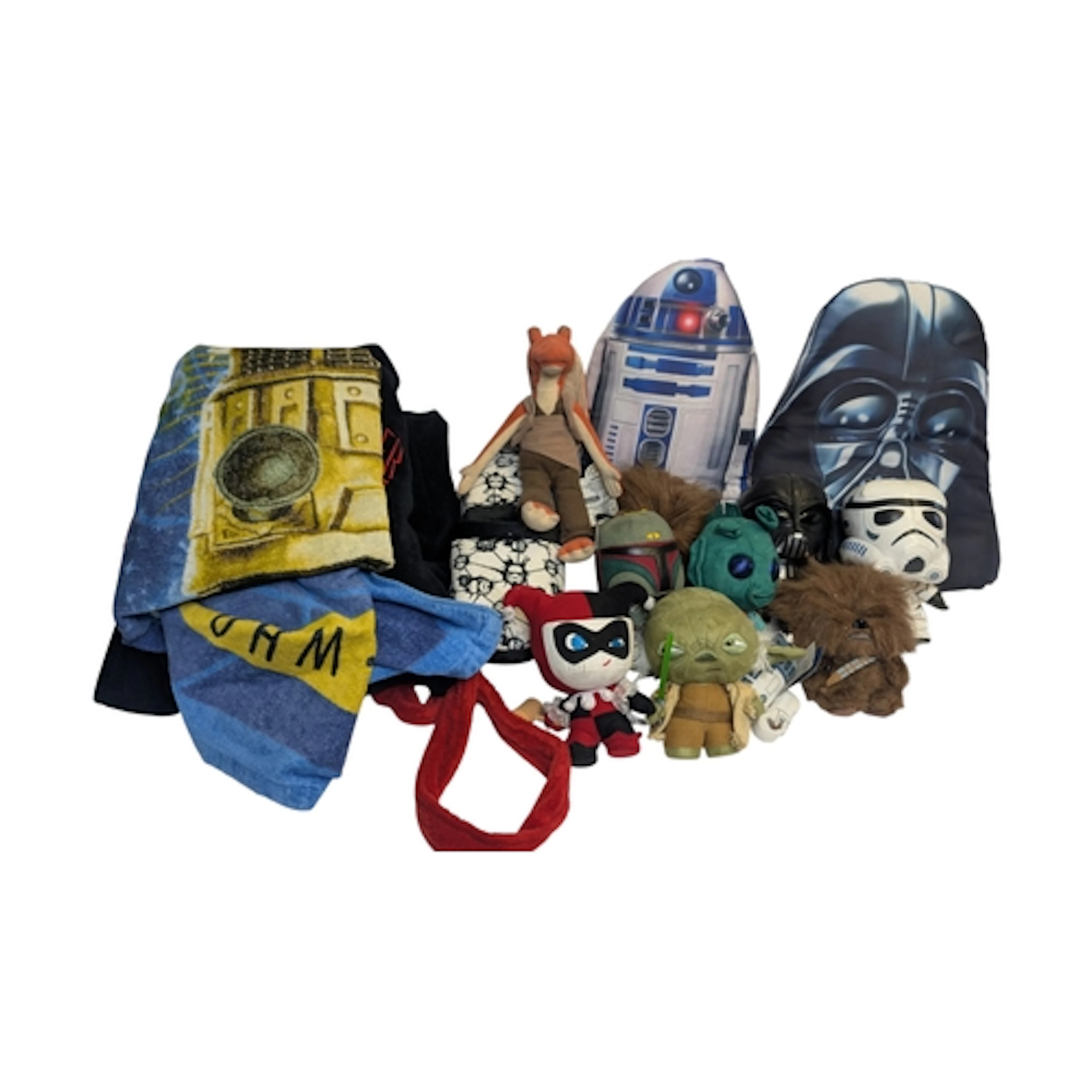 Crate of mixed mostly Star Wars memorabilia inc. foam cushio...