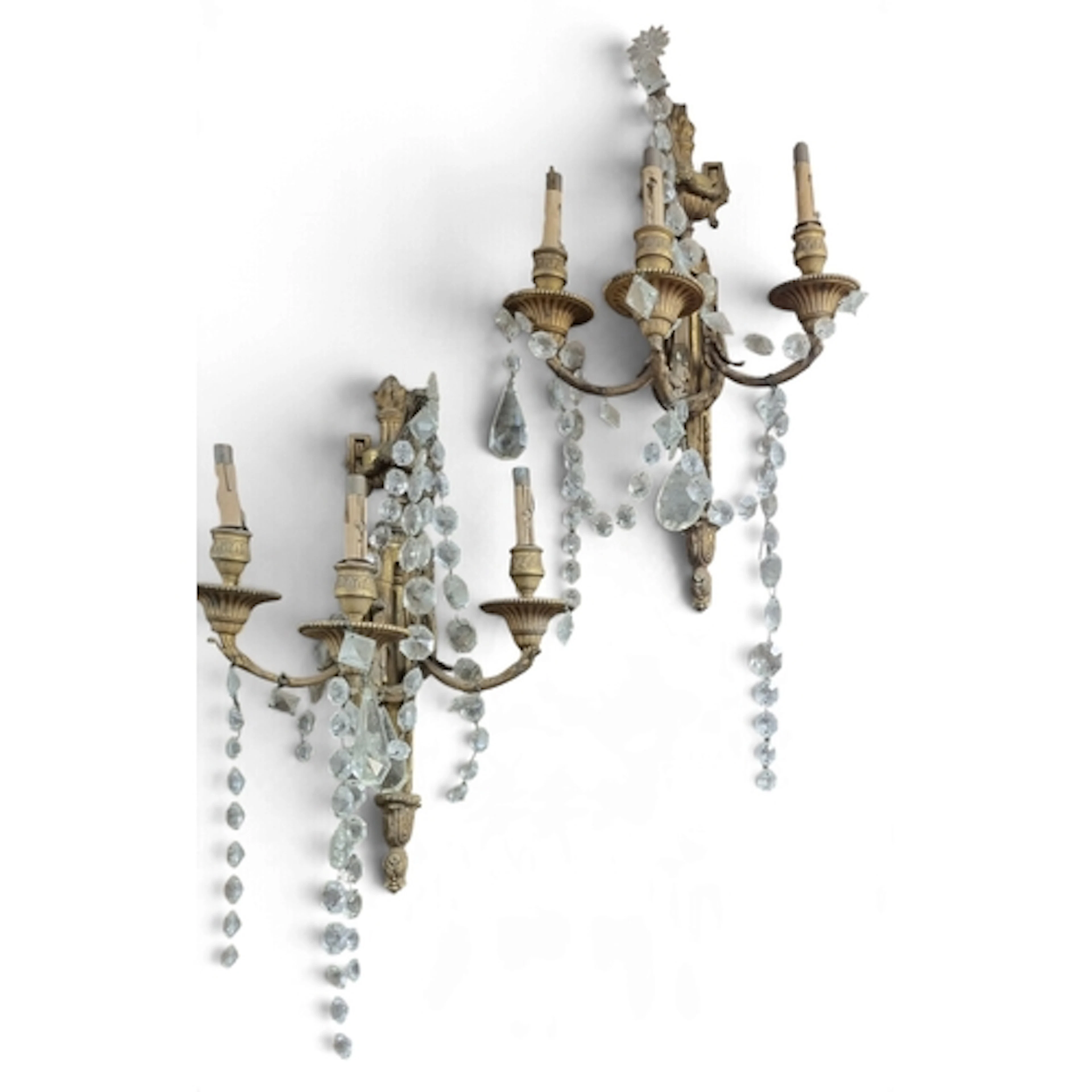 A good pair of late 19th early 20th Century Ormolu and Cryst...