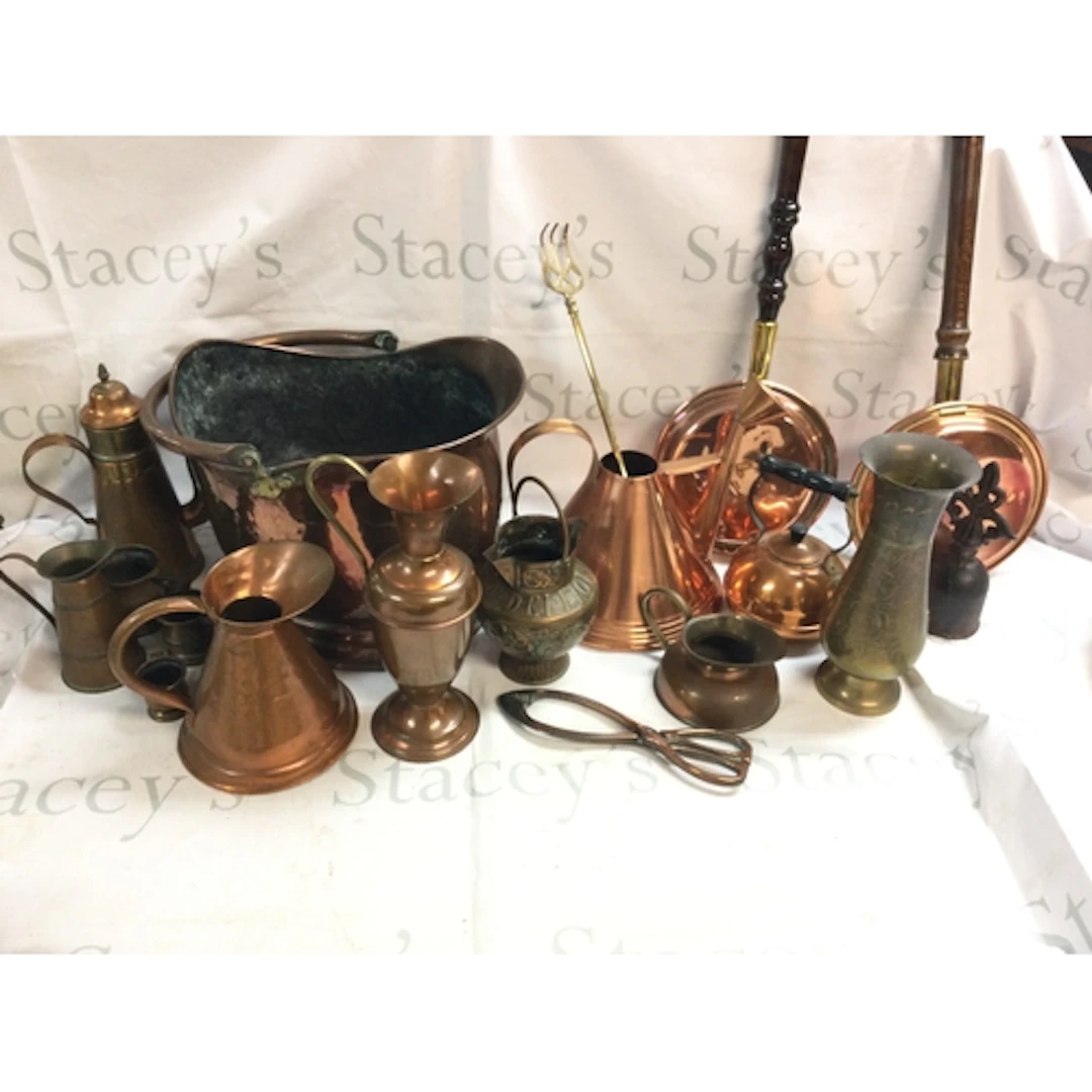 Quantity of brass and copper ware